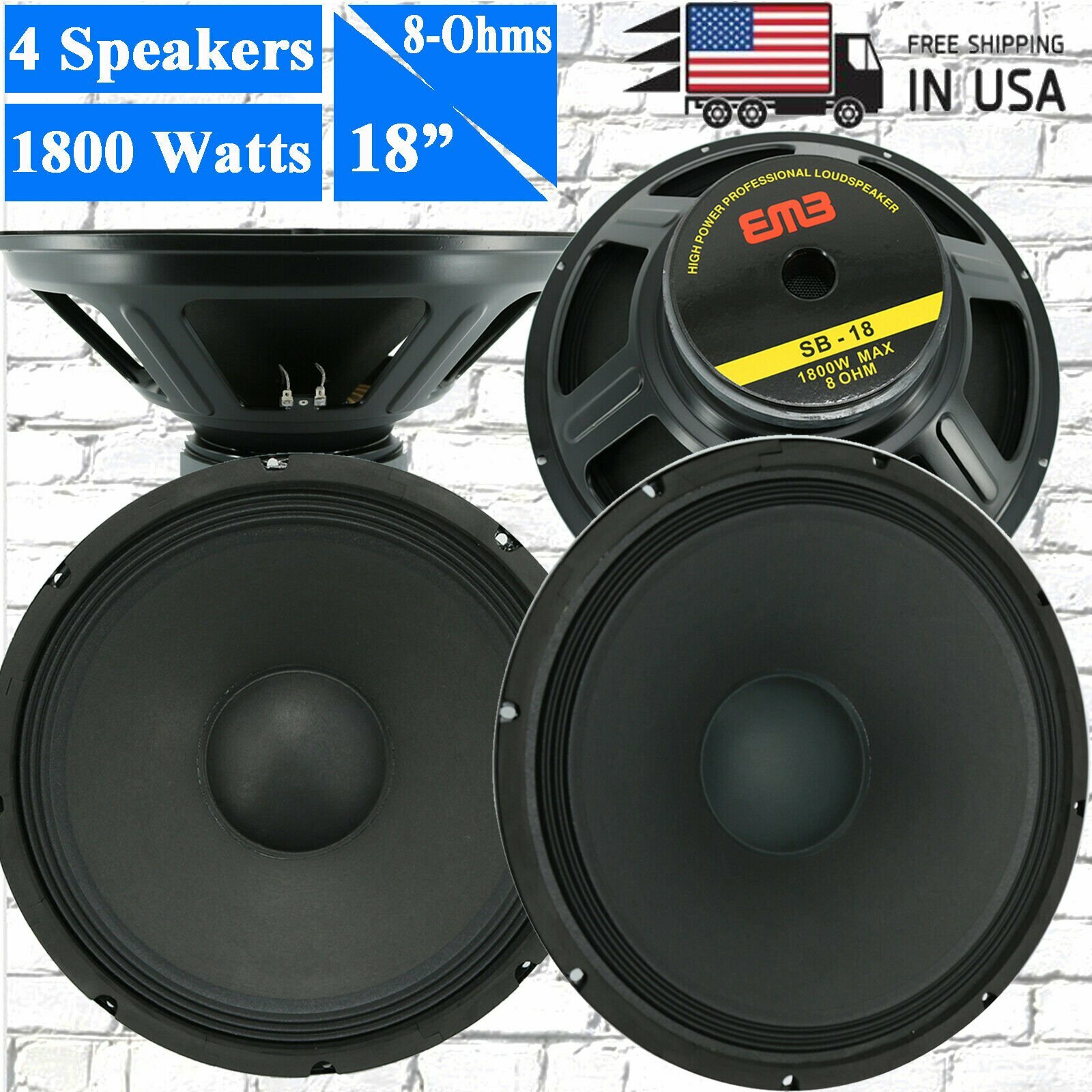 4x EMB SB-18 8-Ohm 1800W 18\