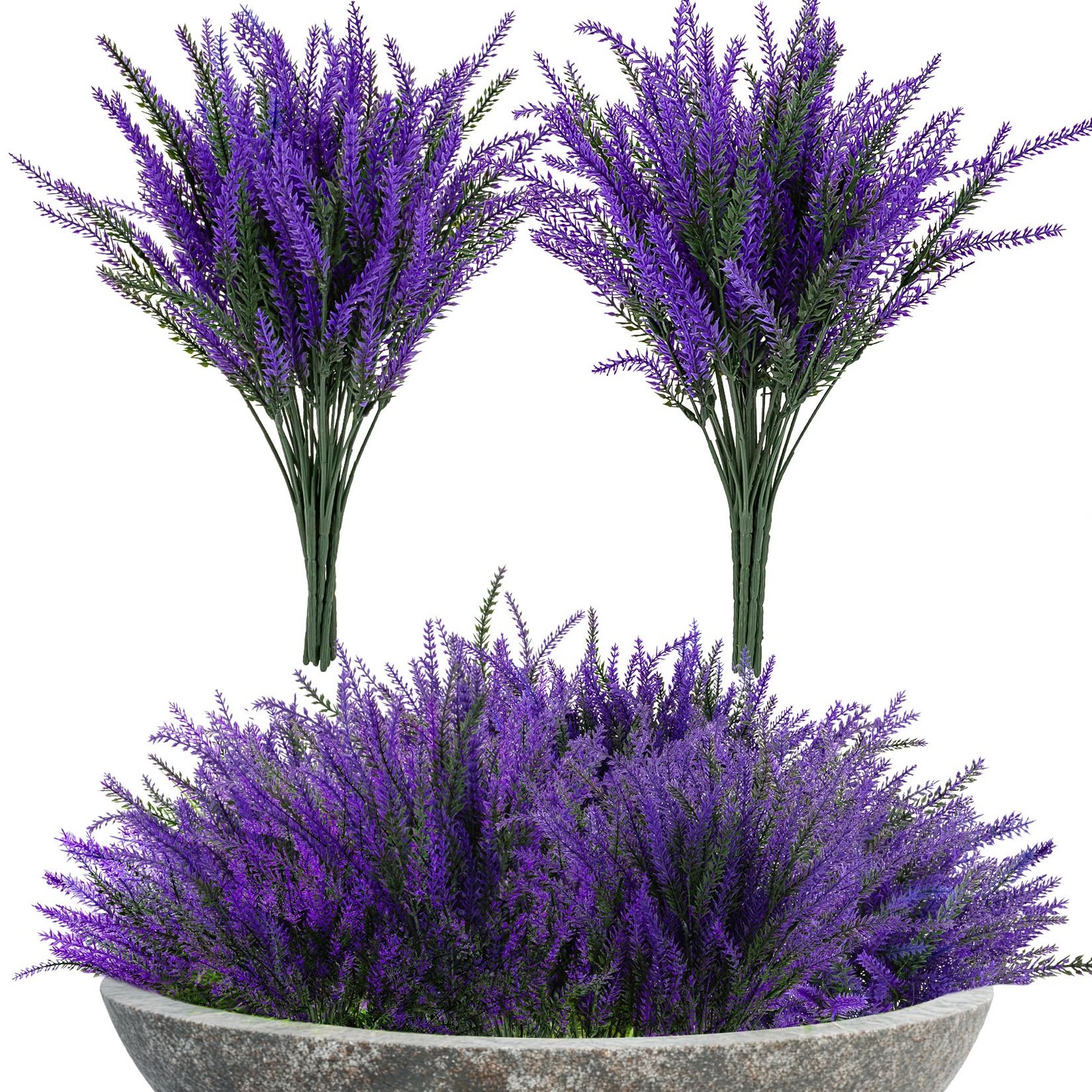 RAINFLOW 8 PCS Artificial Lavender Flowers Faux Lavender Plants Outdoor RAINFLOW 8 PCS Artificial Lavender Flowers Faux Lavender Plants Outdoor