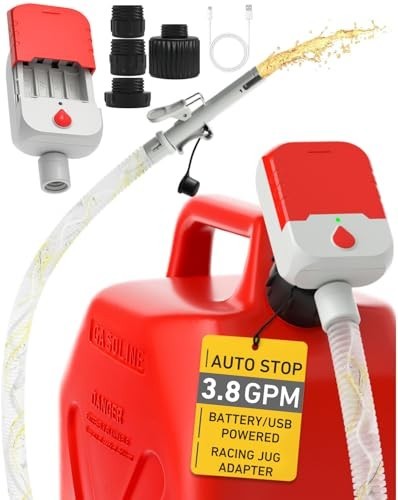 Fuel Transfer Pump, 3.8 GPM Auto-Stop Gas Can Pump, Universal Fit Fuel Transfer Pump, 3.8 GPM Auto-Stop Gas Can Pump, Universal Fit