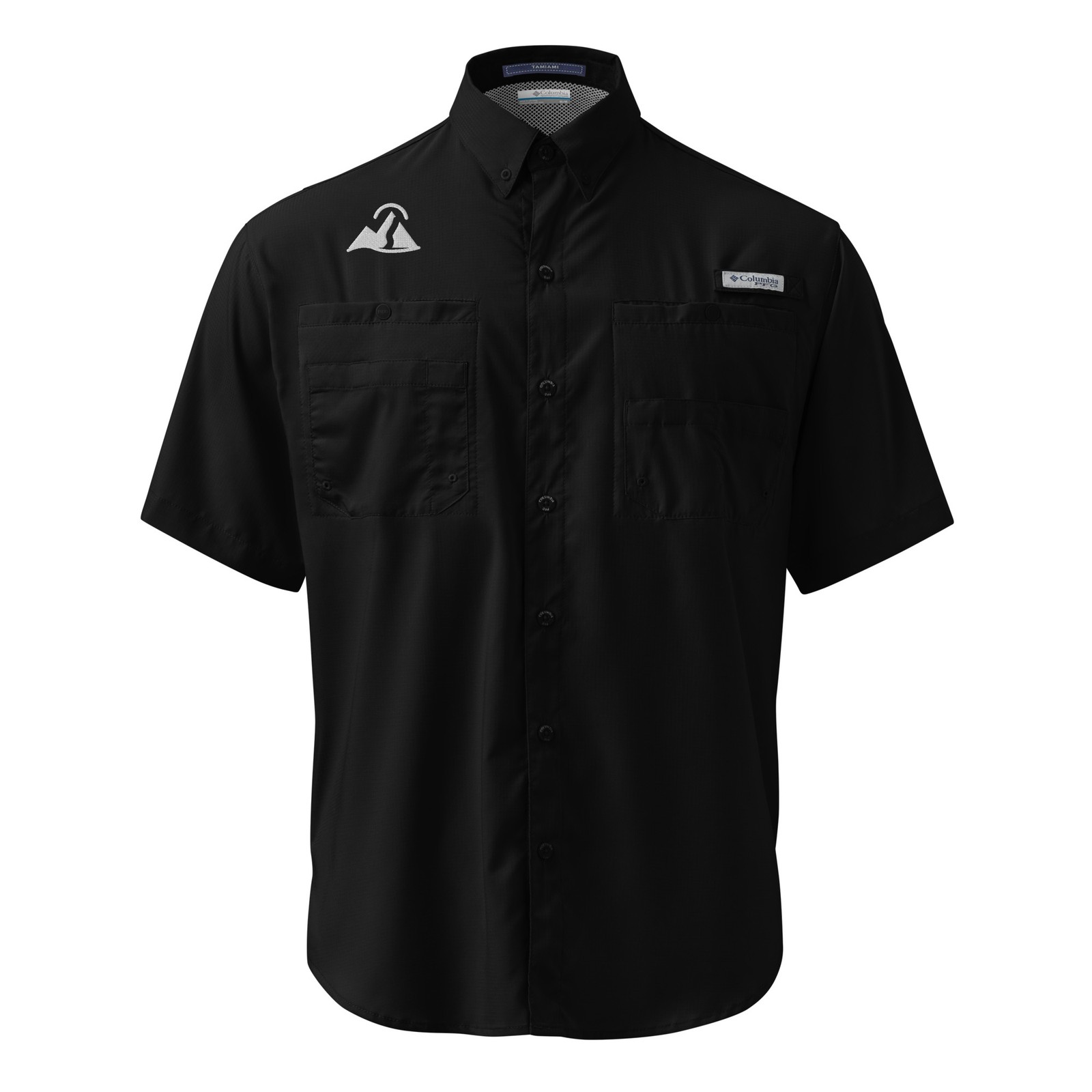 Columbia PFG Tamiami Mens Short Sleeve Fishing Shirt Mountain Mark Embroidered Columbia PFG Tamiami Mens Short Sleeve Fishing Shirt Mountain Mark Embroidered