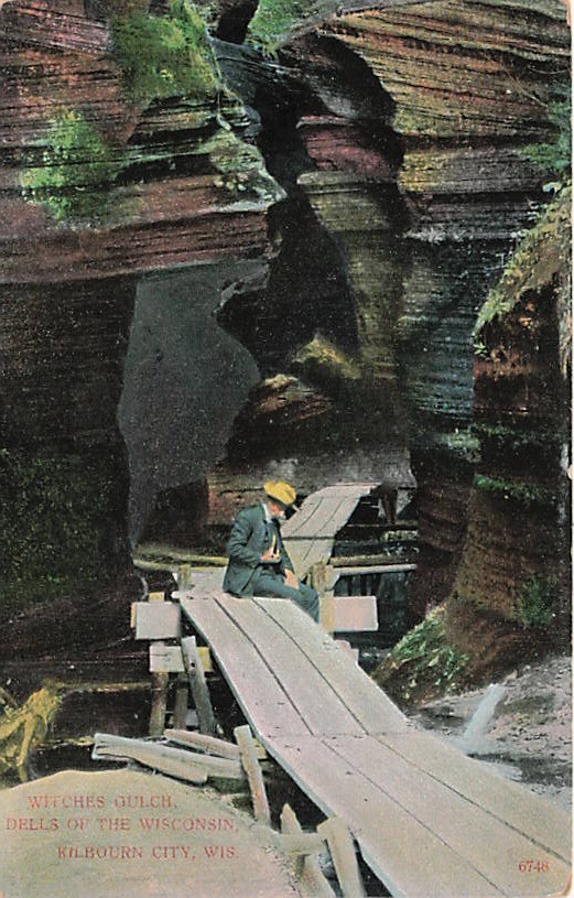 Postcard WI: Witches Gulch, Dells of the Wisconsin, Kilbourn City DB 1908
