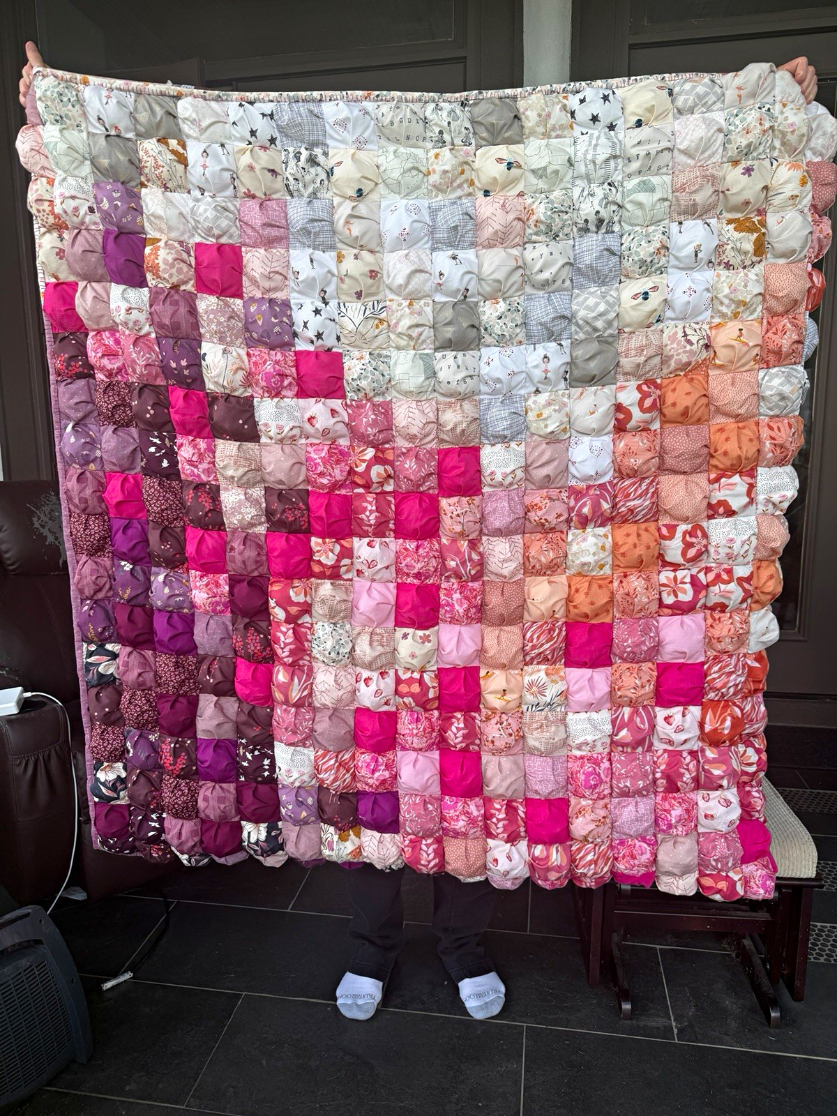 Handmade Throw Quilt Blanket, Cotton Patchwork Floral, Multicolor Handmade Throw Quilt Blanket, Cotton Patchwork Floral, Multicolor