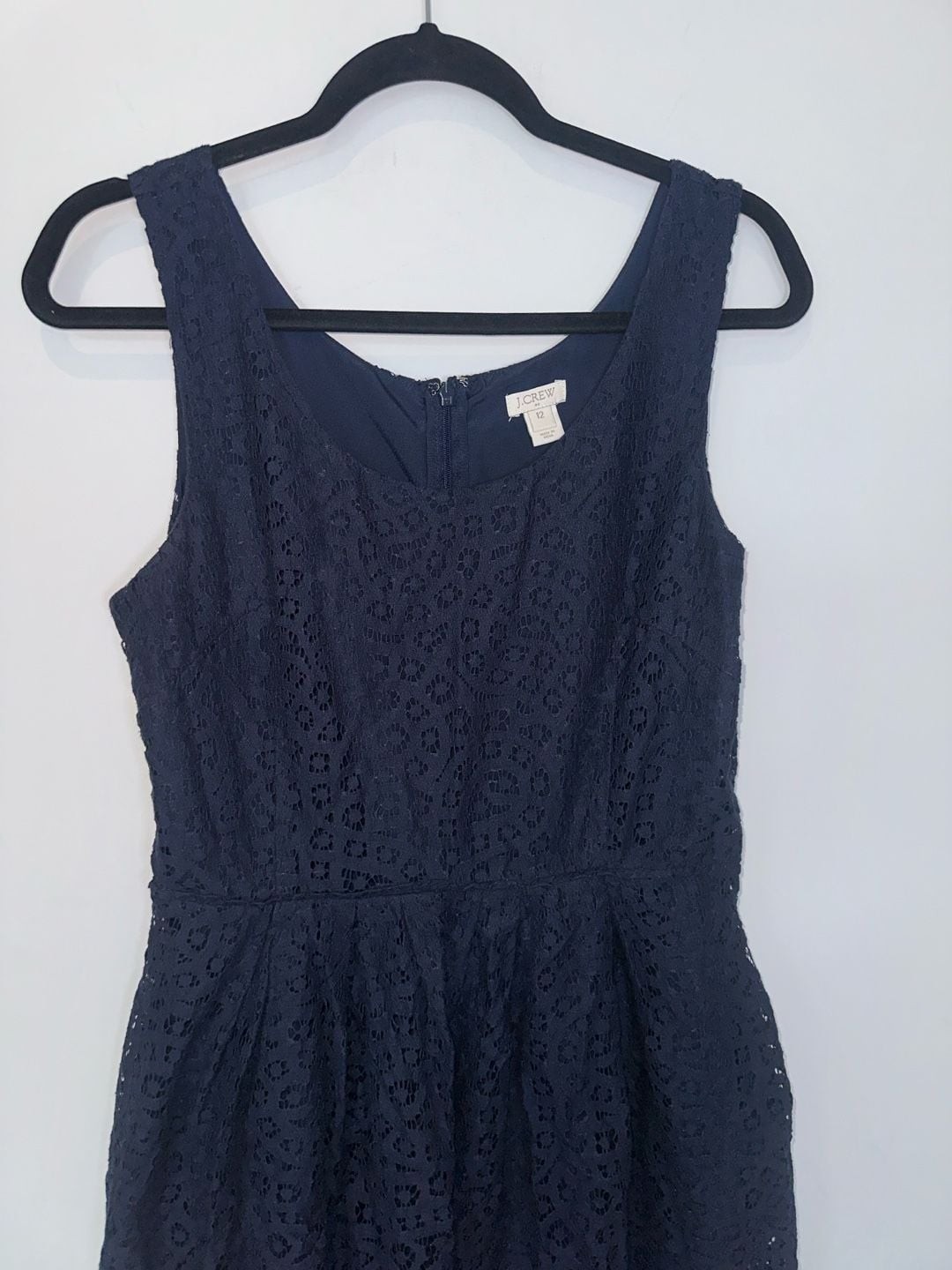 J. Crew Swirling Lace Dress Size 12 Navy Blue Sleeveless Fit And Flare J. Crew Swirling Lace Dress Size 12 Navy Blue Sleeveless Fit And Flare