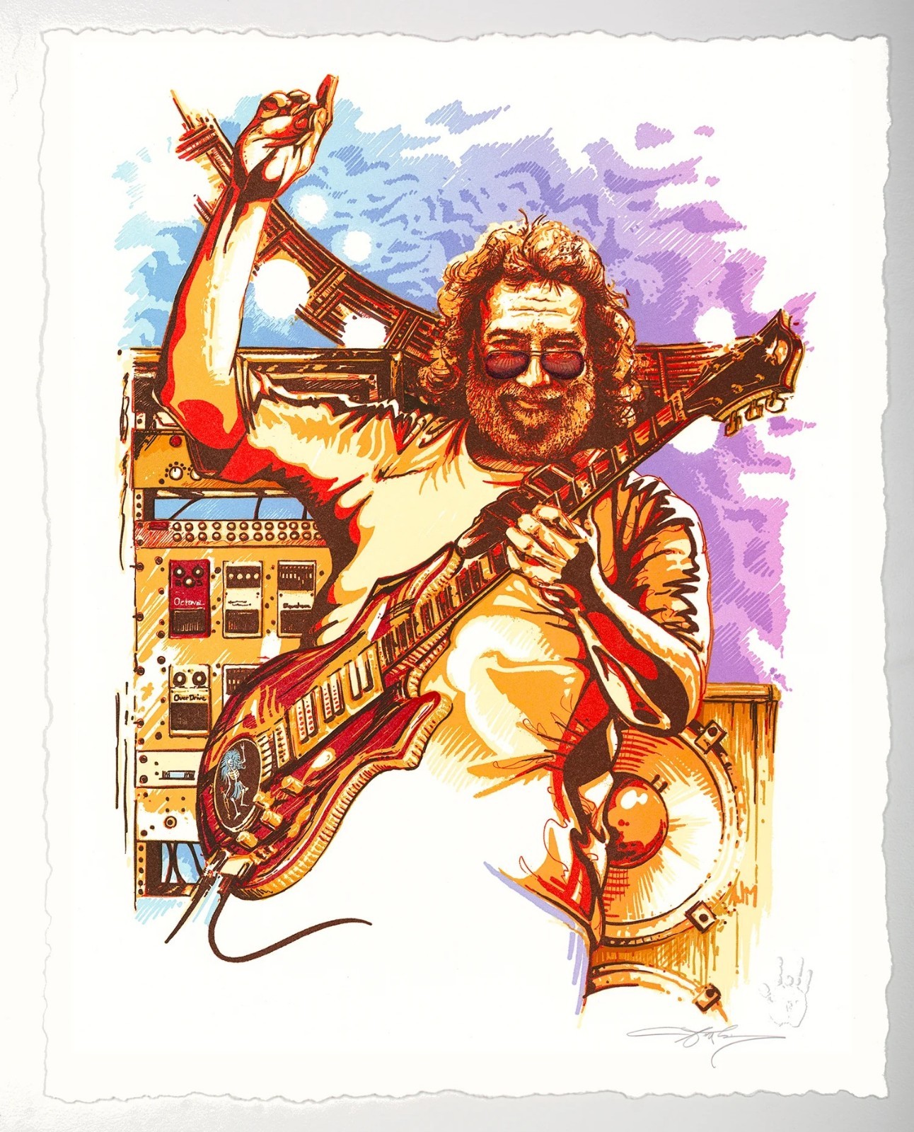 AJ Masthay Rosebud Letterpress Jerry Garcia Poster Embossed Edition #/500
