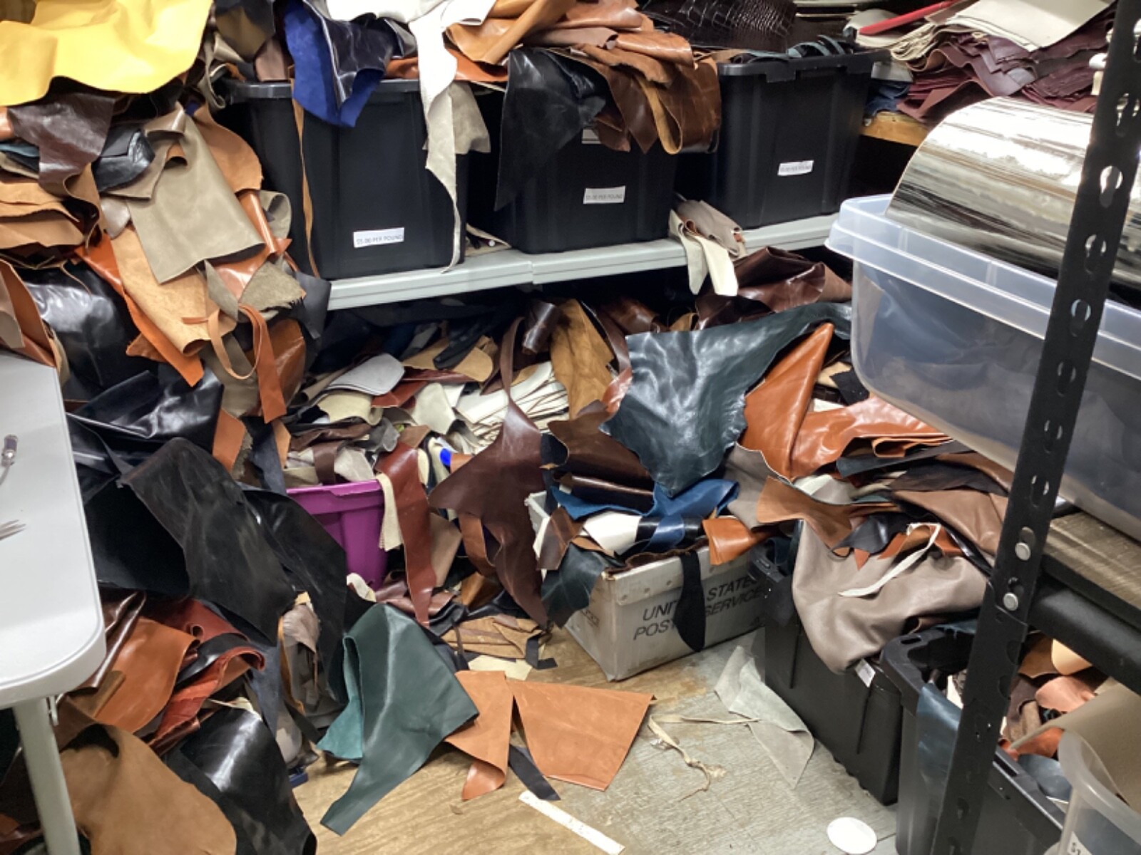 Bulk leather scrap. Leather remnants, Scrap Leather pieces. 8 Pound Box, TRK2 Bulk leather scrap. Leather remnants, Scrap Leather pieces. 8 Pound Box, TRK2