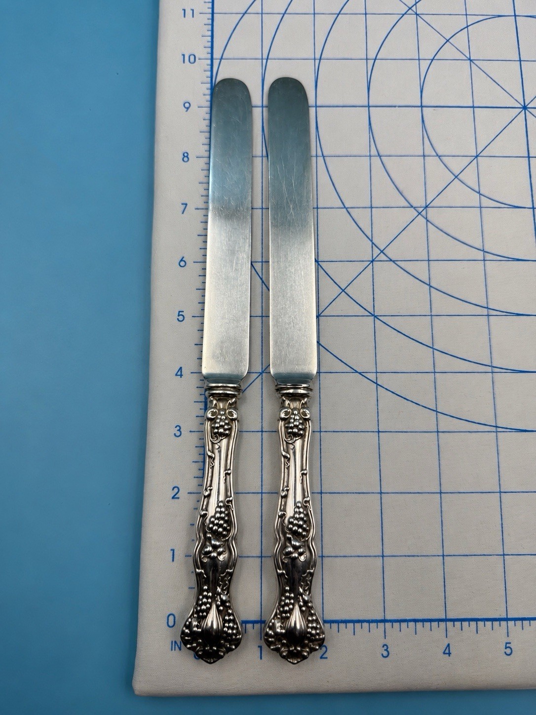 Antique 1847 Rogers Bros Vintage Grape 1904 Dinner Knives 9 5/8” Pair of 2