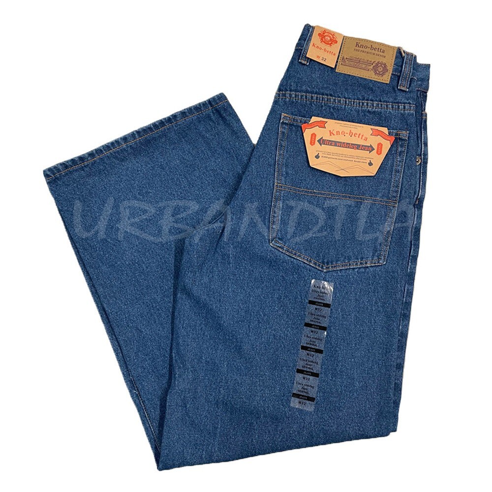 Men\'s Baggy Ultra Wide Leg Jeans Y2K Loose Fit Denim Pants Kno Betta