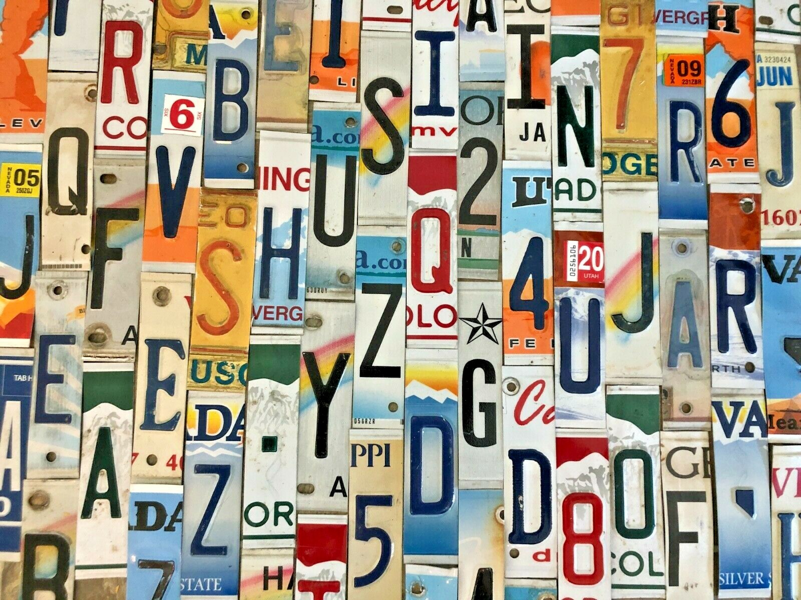 Worn & Faded Flat and Embossed License Plate Letters and Numbers to Build Signs