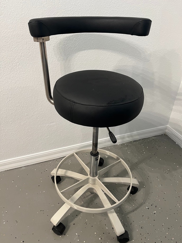 Royal Dental Assistant Stool w/ Body Support Arm Foot Ring Black Hygienist Chair