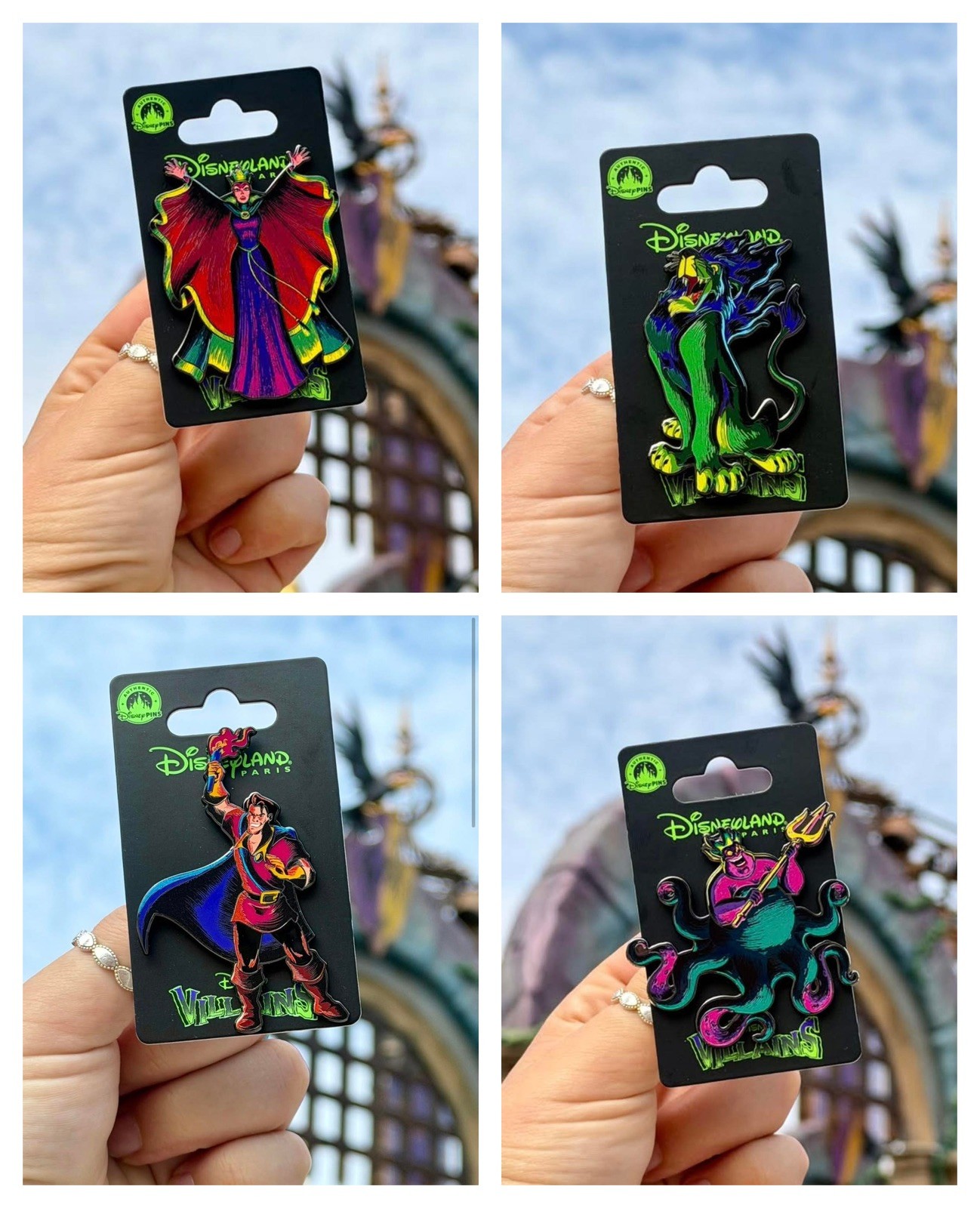 Disneyland Paris Pin’s Disney Villains - Lot of 4 - Evil Gaston Ursula Scar