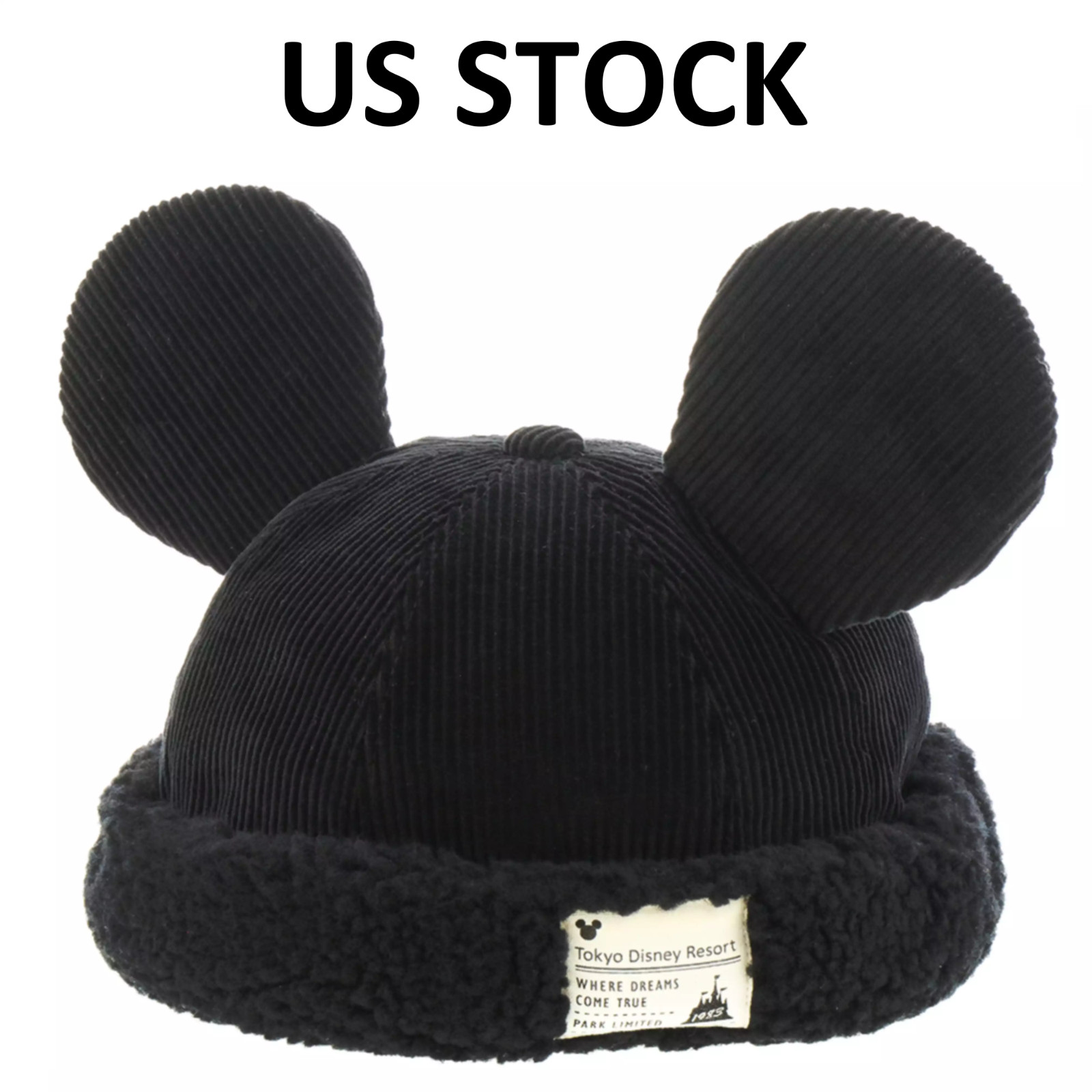Tokyo Disney Resort Cap Fluffy Black Hat Mickey Ears Japan【US STOCK】 Tokyo Disney Resort Cap Fluffy Black Hat Mickey Ears Japan【US STOCK】