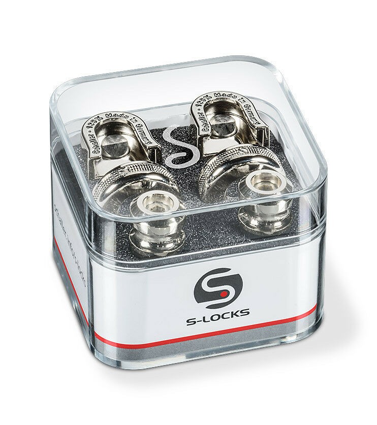 Genuine Schaller NICKEL S-Lock Guitar Strap Locks Pair/Set, Made in Germany