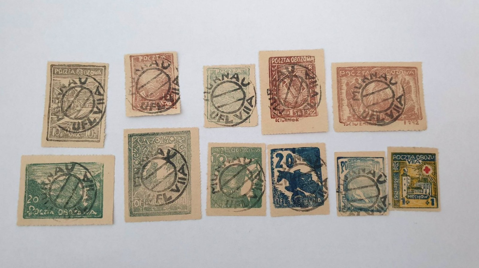 POLAND Stamps - WWII OFLAG VII A MURNAU POW CAMP STAMPS – RARE USED - SIGNED