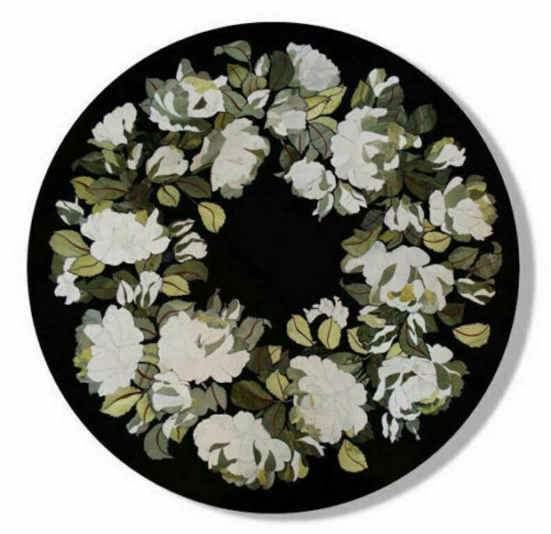 18'' Black Round Marble Dining Coffee Table Top Inlay Malachite Mosaic decor i17 18'' Black Round Marble Dining Coffee Table Top Inlay Malachite Mosaic decor i17