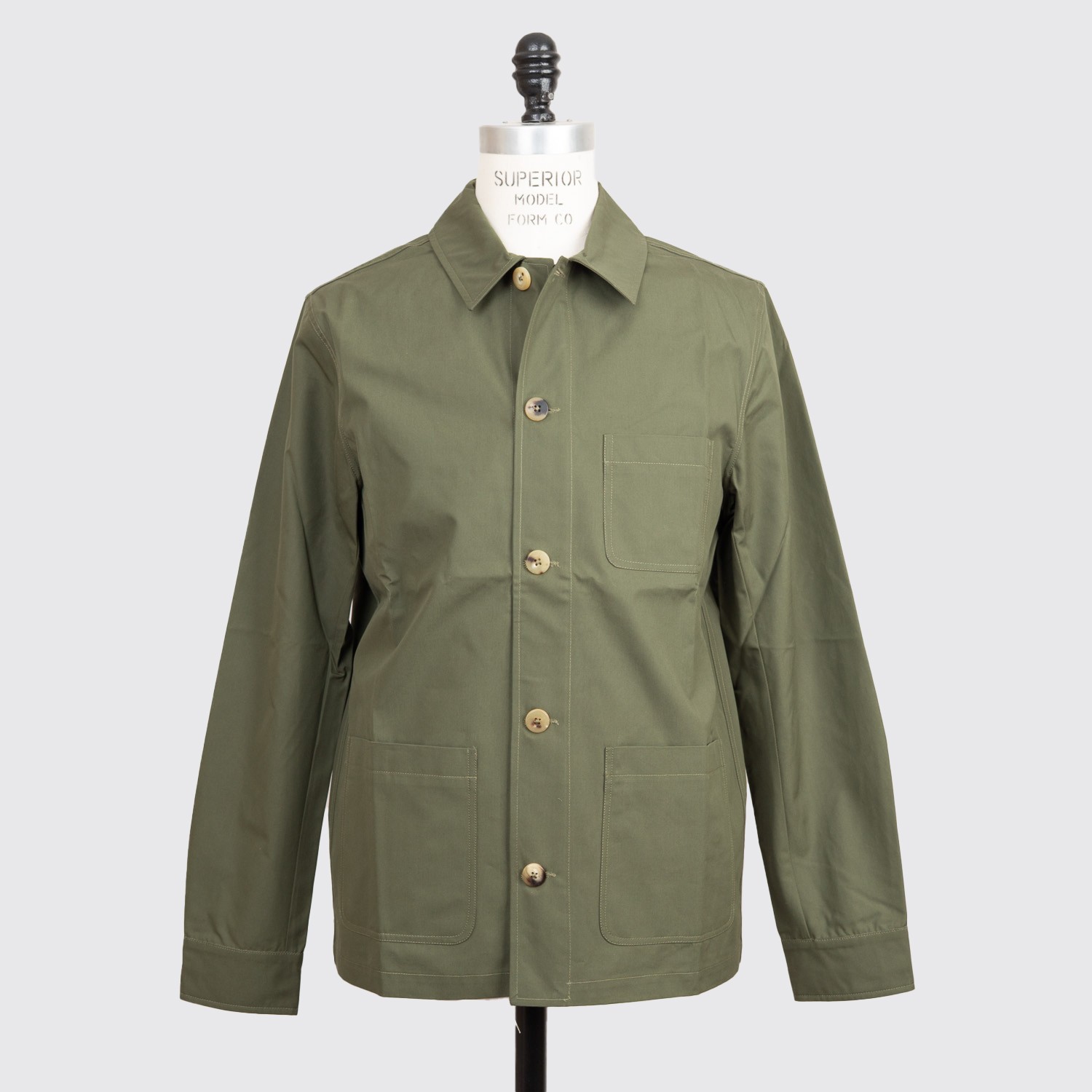 De Bonne Facture Shirt Style Jacket Olive Green Organic Cotton Ventile De Bonne Facture Shirt Style Jacket Olive Green Organic Cotton Ventile