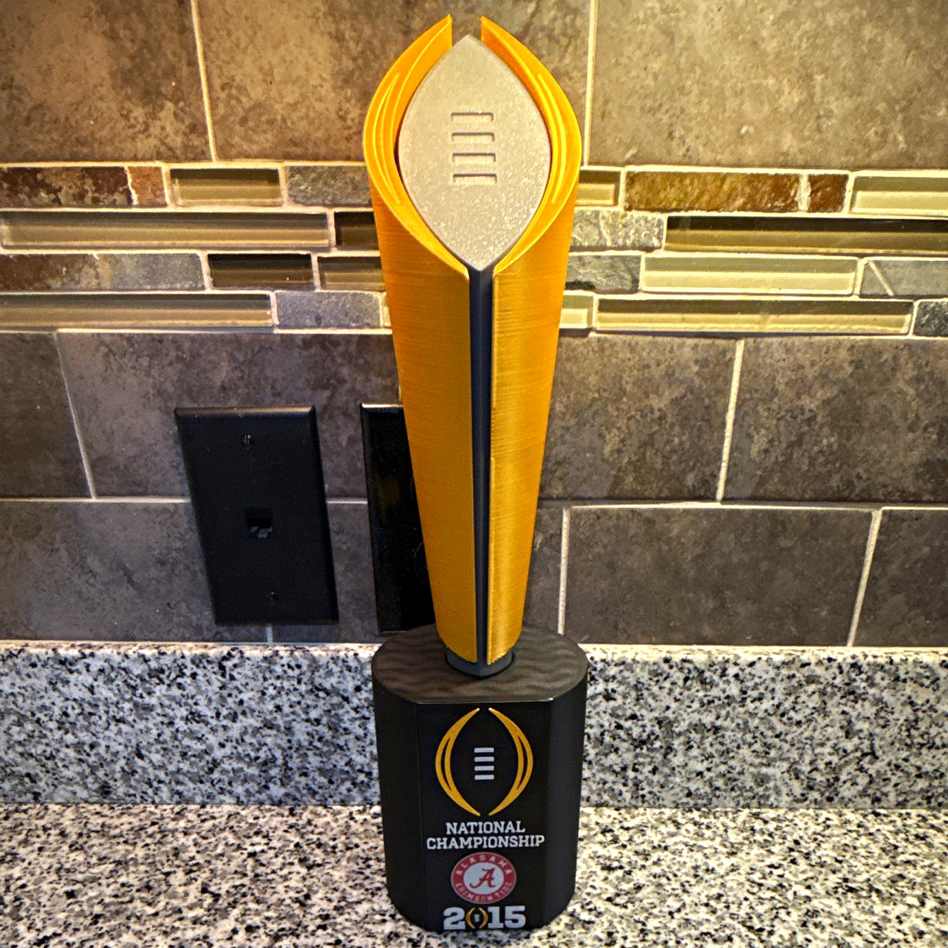 Alabama Crimson Tide 2015 CFP National Championship Trophy Replica Gold/Black Alabama Crimson Tide 2015 CFP National Championship Trophy Replica Gold/Black