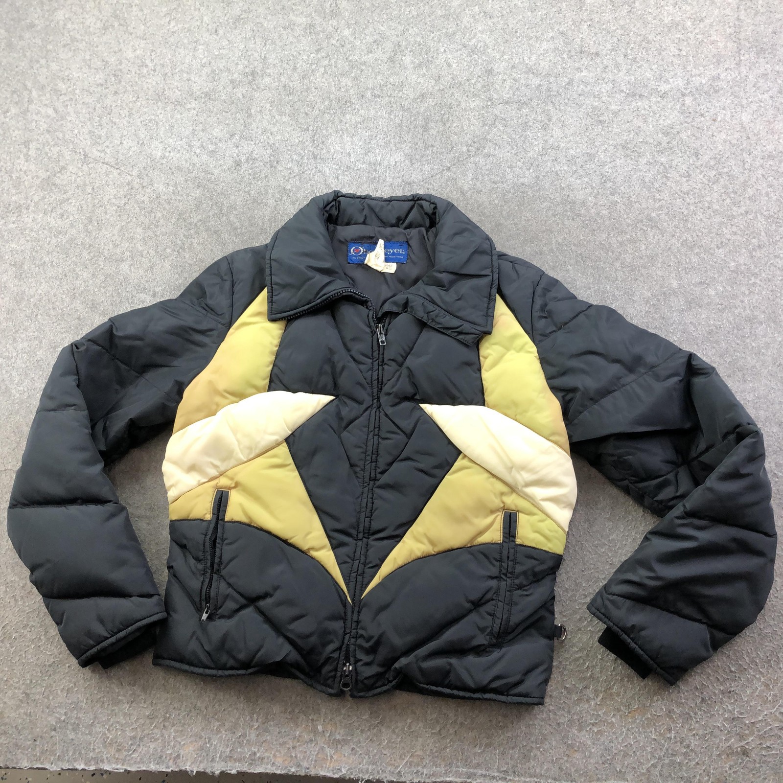 Vintage Obermeyer Jacket Womens Medium Gray Quilted Down Puffer Full Zip Ski 80s