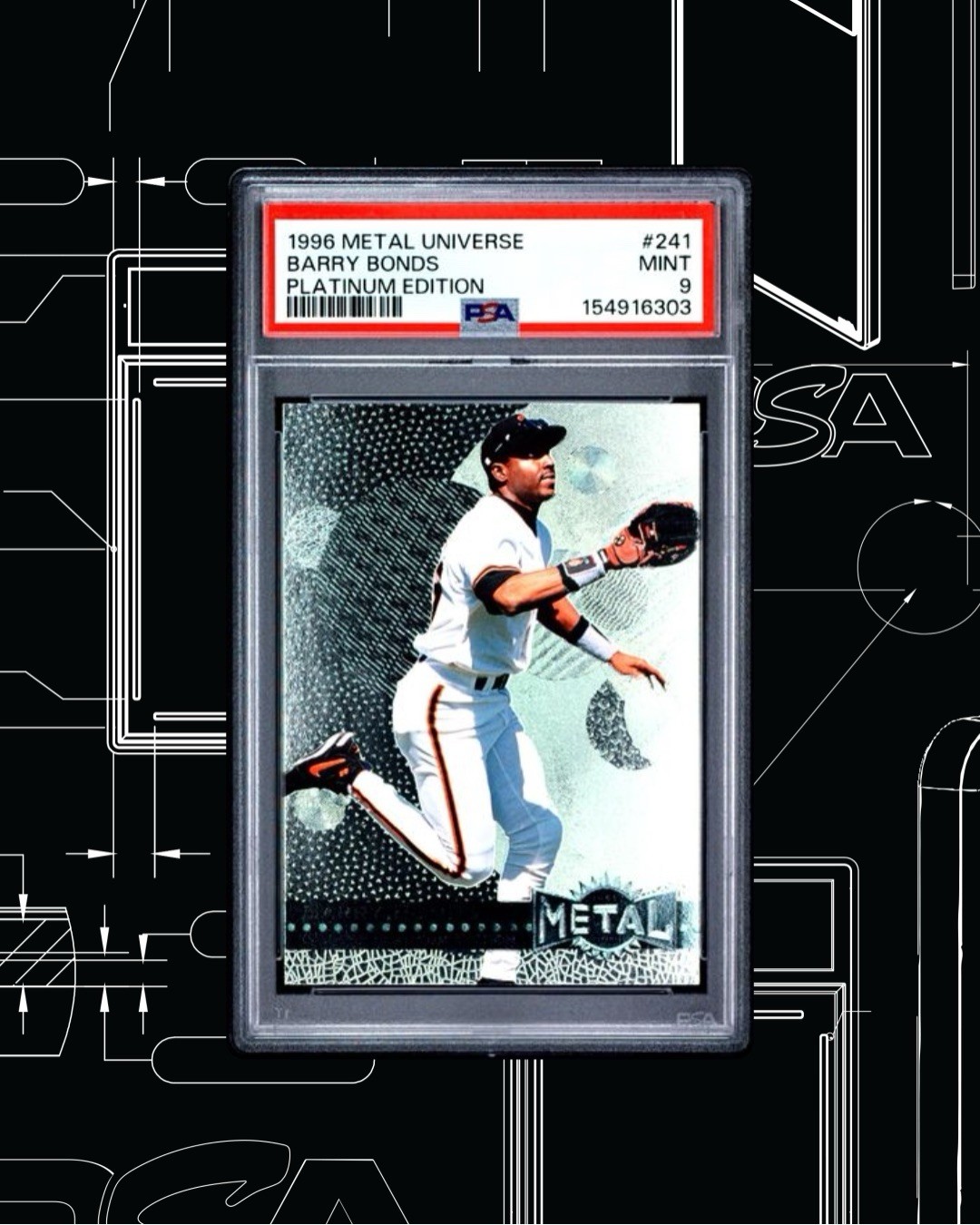 1996 Fleer Metal Universe - Barry Bonds #241 Platinum Edition