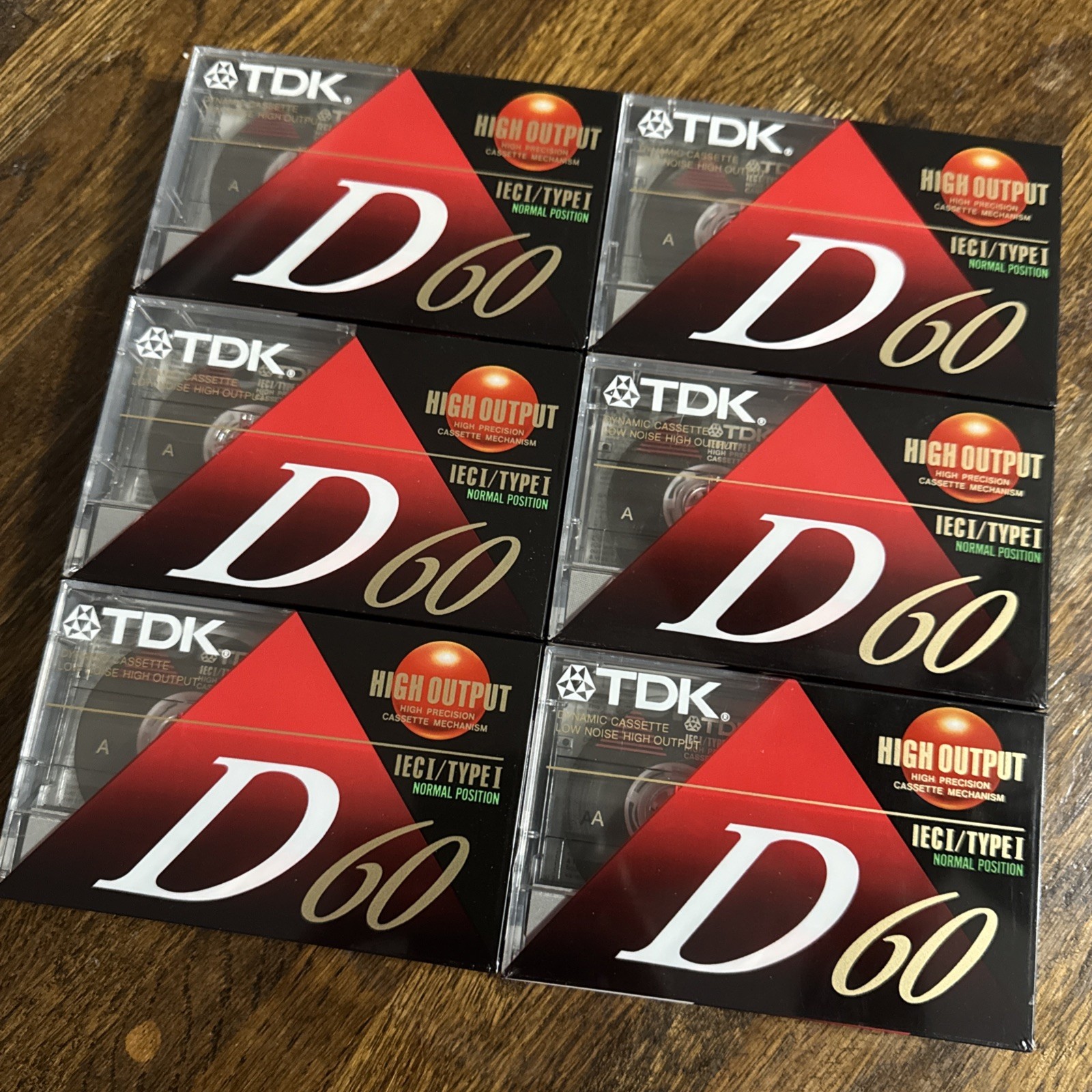 Lot of 6 TDK D60 Blank Audio Cassette Tape High Output Type 1 60 Min Sealed NOS Lot of 6 TDK D60 Blank Audio Cassette Tape High Output Type 1 60 Min Sealed NOS
