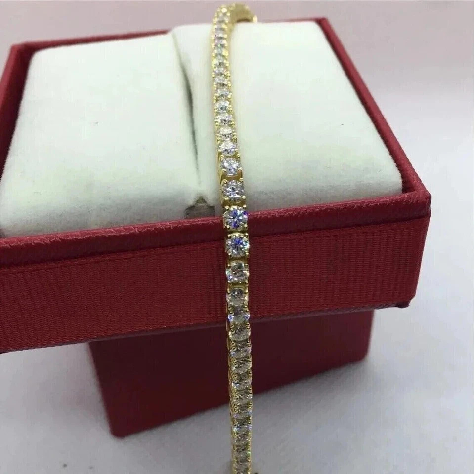 14k Yellow Gold 4.75Ct Round Natural Diamond Certified Exquisite Tennis Bracelet 14k Yellow Gold 4.75Ct Round Natural Diamond Certified Exquisite Tennis Bracelet