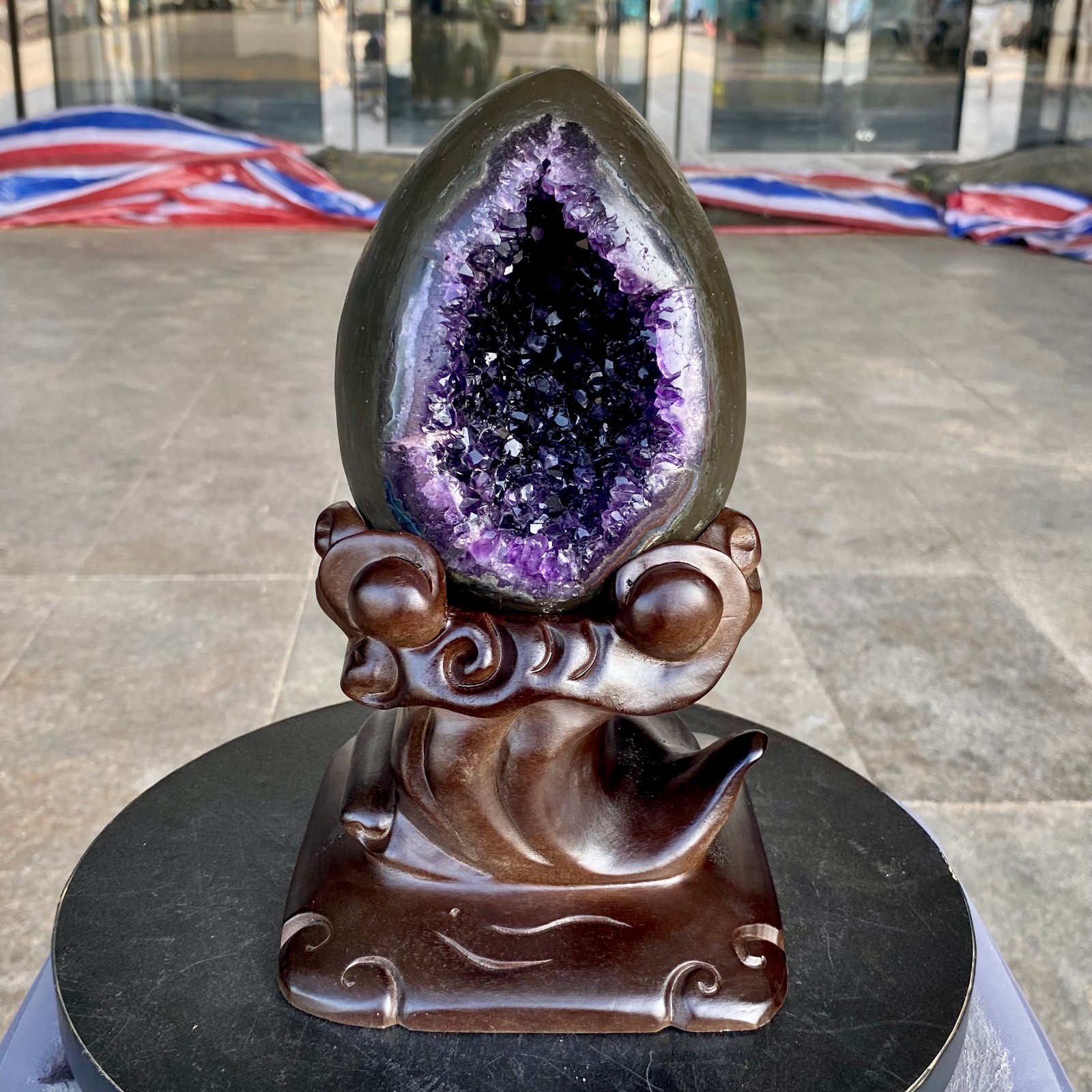 4.82LB Natural amethyst Dinosaur egg Quartz Crystal specimen healing