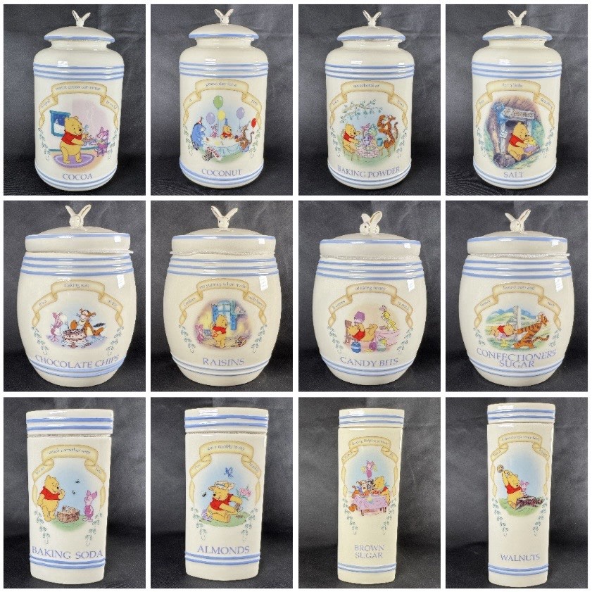 Unused Lenox Disney Set of 12 The Pooh Pantry Canister Fine Porcelain Jars