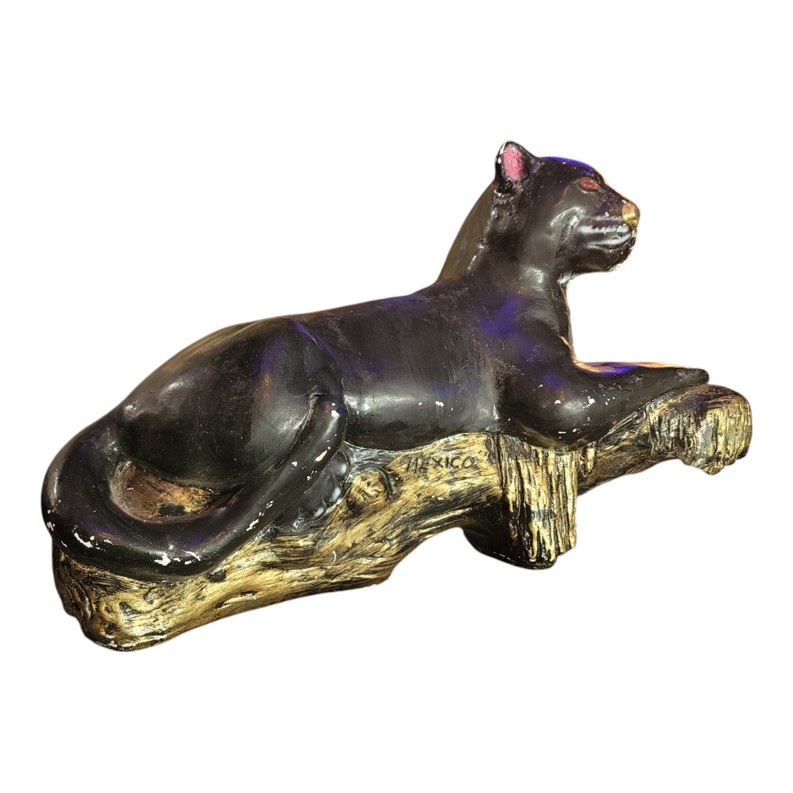 Vtg Mid Century Black Panther Ceramic Jaguar Cat Art Deco Pottery Mexico MCM Big Vtg Mid Century Black Panther Ceramic Jaguar Cat Art Deco Pottery Mexico MCM Big