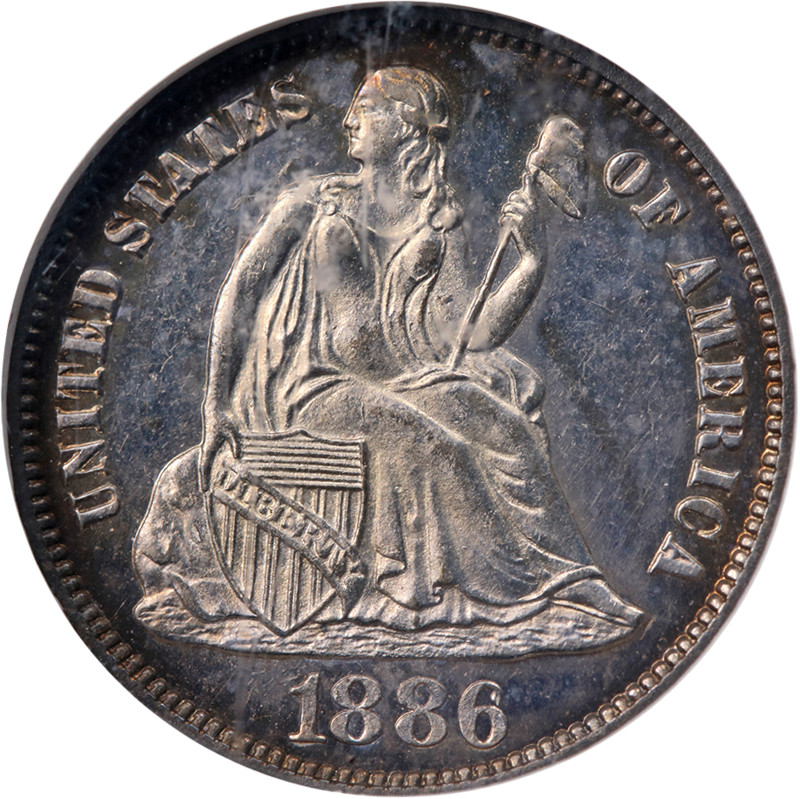 1886 Seated Liberty Dime NGC PF62 Nice Eye Appeal Nice Strike