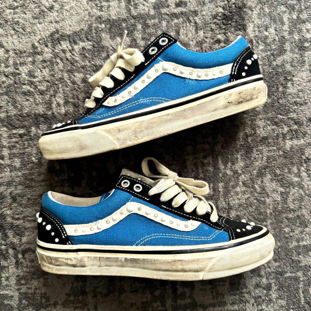 VANS LX Old Skool 36 Blue/Black Skateboarding Shoes Men\'s US 8 Medium D