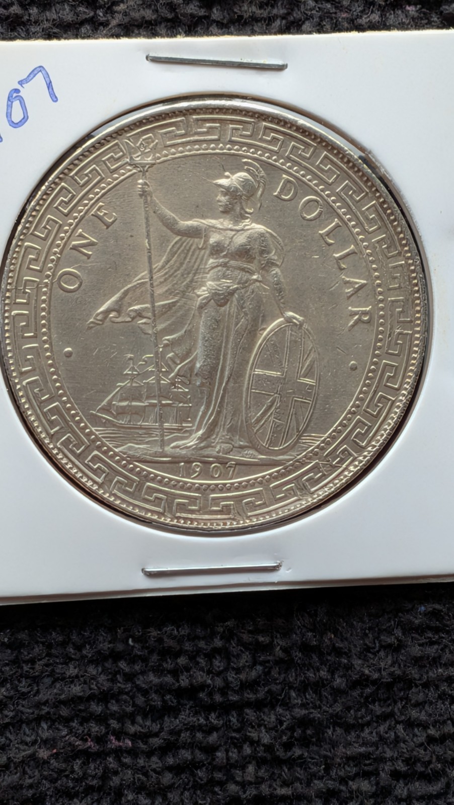 1907 Great Britain .900 Silver Trade Dollar KM#T5