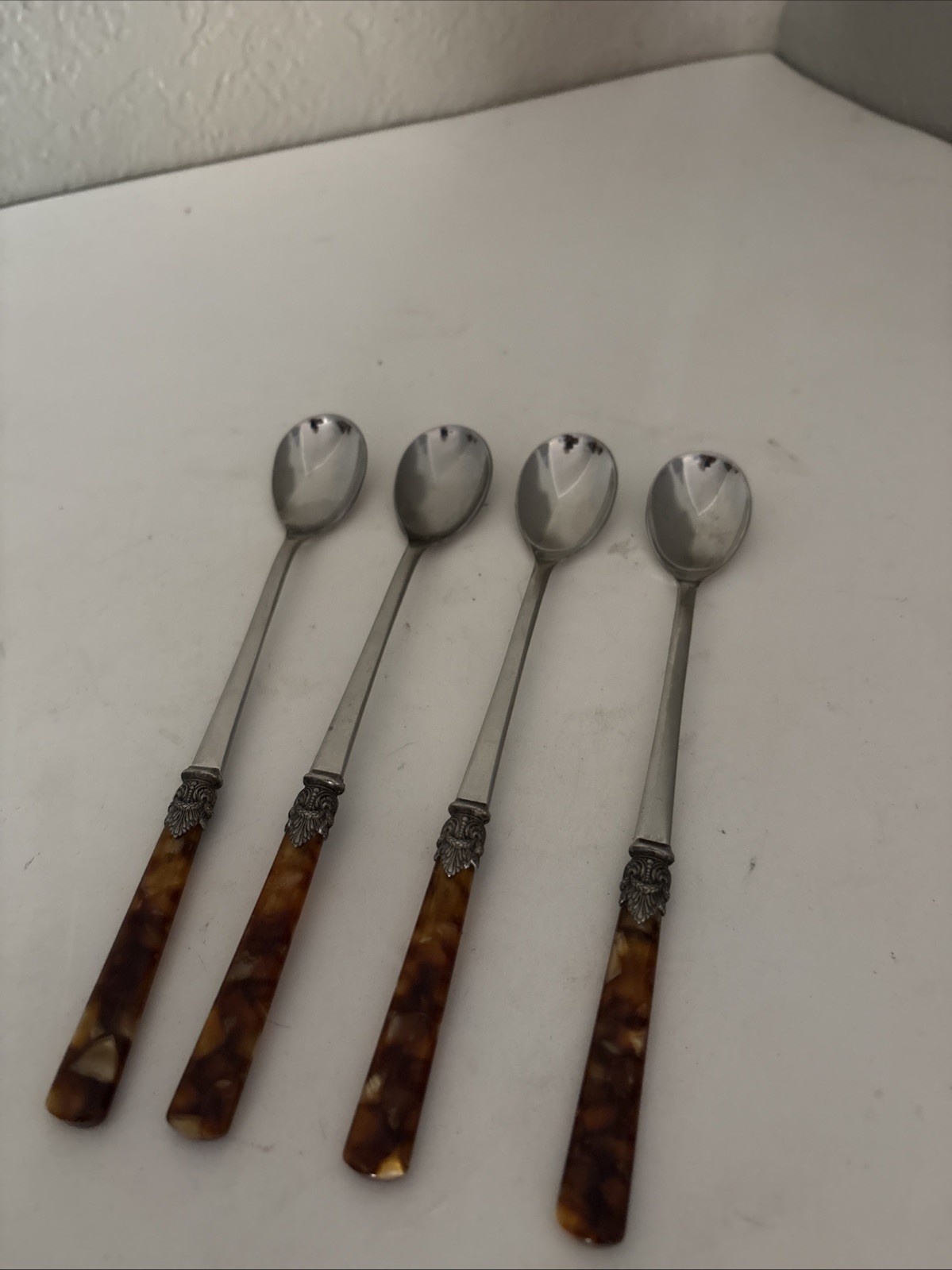 Vtg Eme Italy 18/10 Flatware Napoleon Tortoise Amber Gold Accents 4 Piece Vtg Eme Italy 18/10 Flatware Napoleon Tortoise Amber Gold Accents 4 Piece