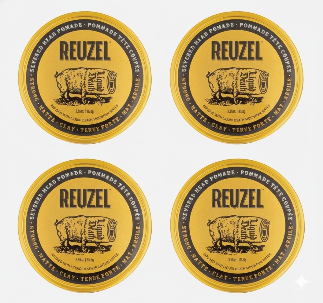 (4 Jars) Reuzel Severed Head Pomade Liquid Death Strong Matte Clay 4 @ 3.38 oz (4 Jars) Reuzel Severed Head Pomade Liquid Death Strong Matte Clay 4 @ 3.38 oz