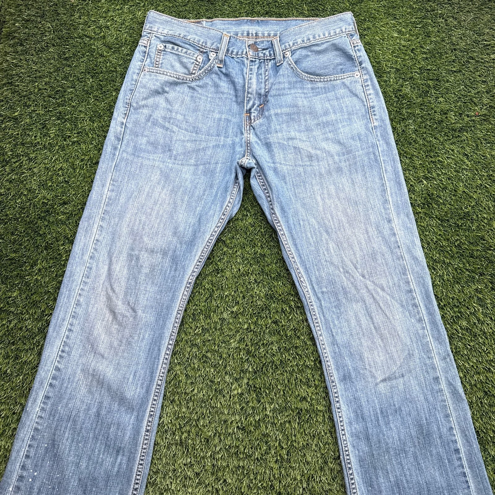 Levis 527 Mens Bootcut Jeans Size 31x32 Light Wash Distressed Denim Blue