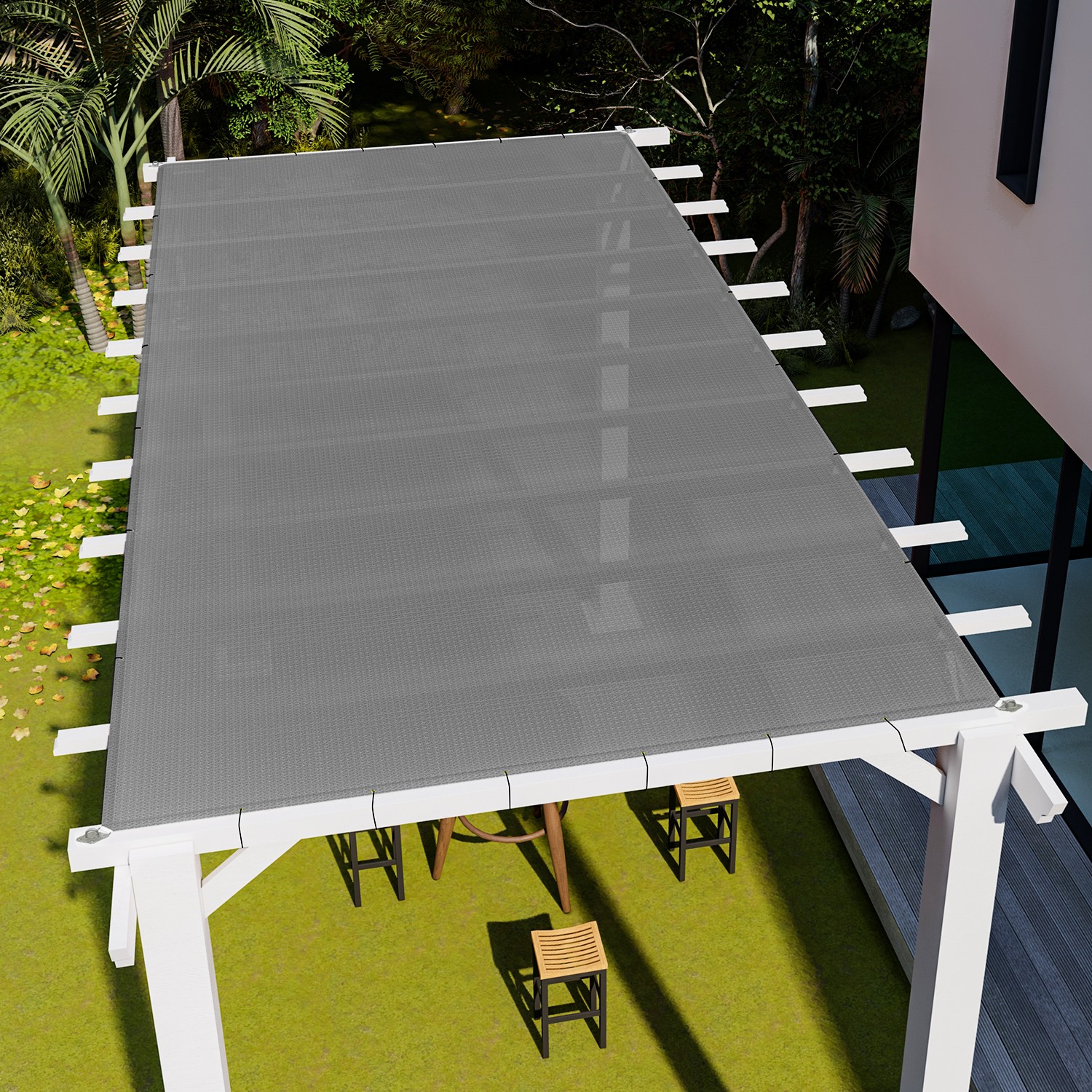 2-7ft Gray Straight Edge Sun Shade Sail Breathable Mesh Cover Yard Deck Garden