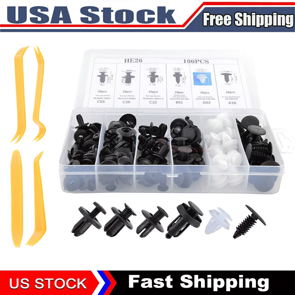 For Nissan Fastener Box Set Bumper Fender Liner Push Type Retainer Clips -100x For Nissan Fastener Box Set Bumper Fender Liner Push Type Retainer Clips -100x