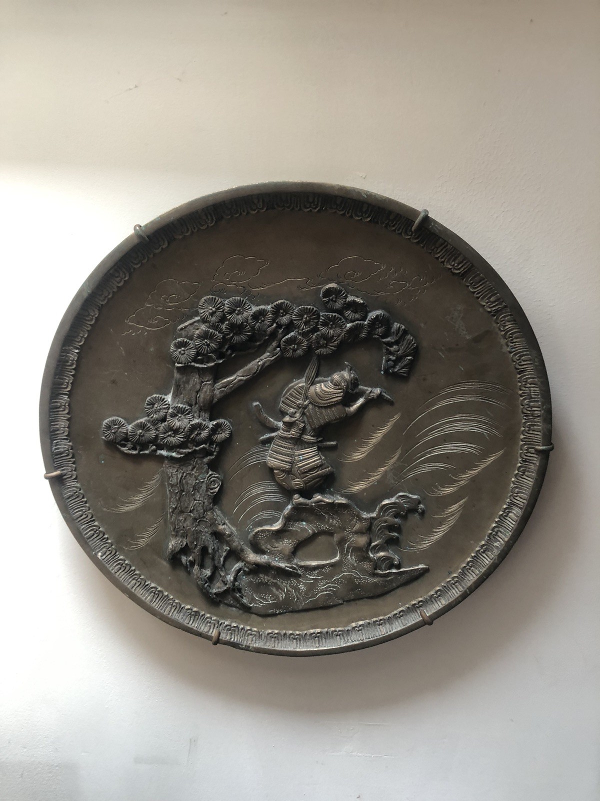 Japanese Bronz Plaque / Salvia Antique Japanese Bronz Plaque / Salvia Antique