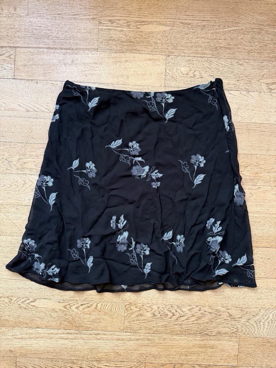 Vintage Express Black Floral Rayon Skirt Romantic Grunge Coquette Skirt Size L