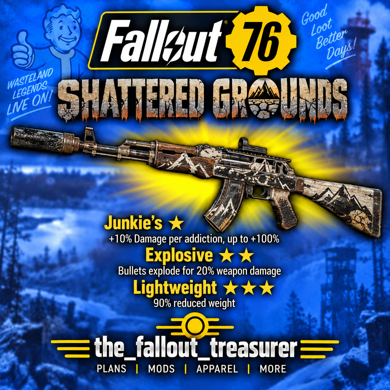 FALLOUT 76 PC☢️ SHATTERED GROUNDS LEGENDARY ASSAULT RIFLE ☢️