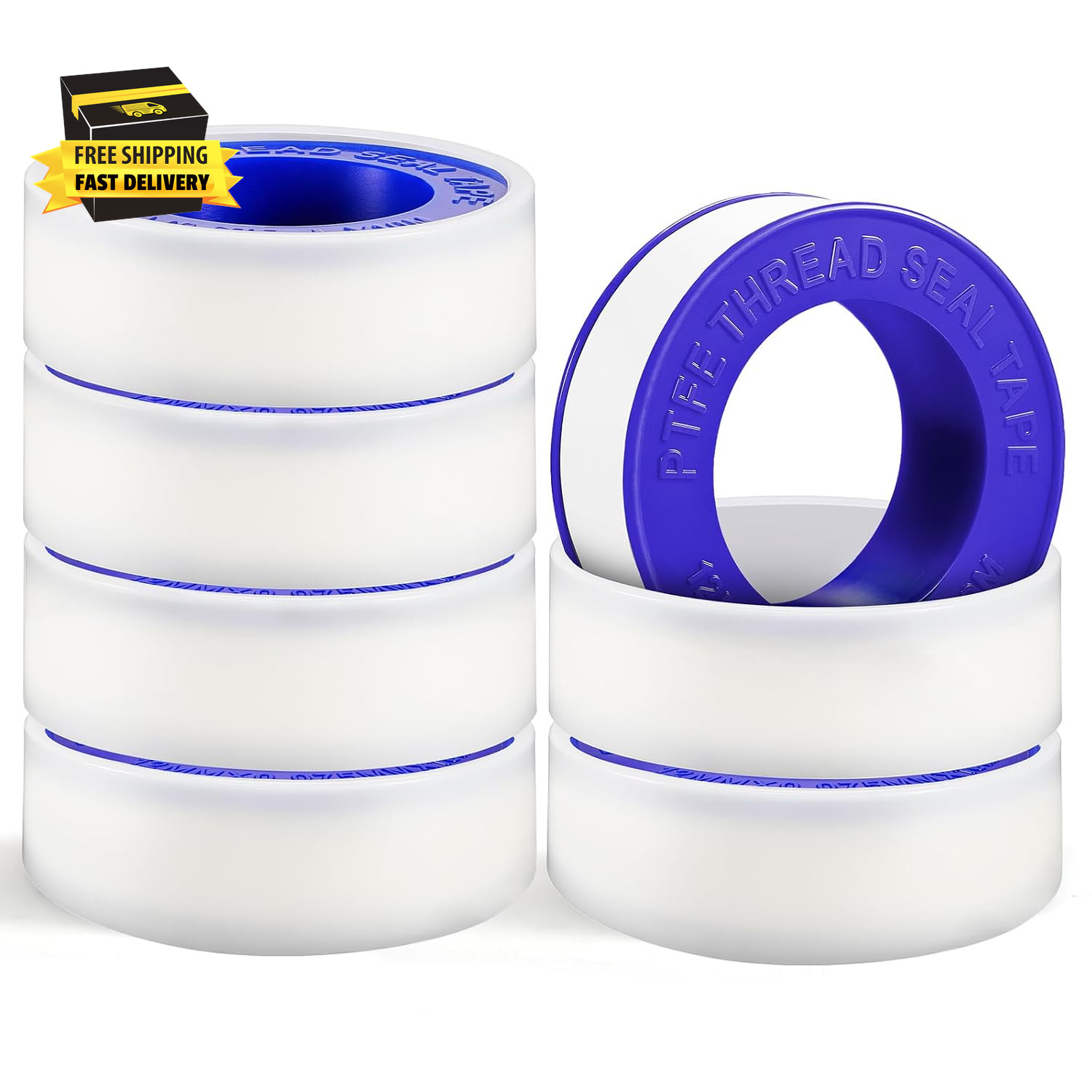 6 Rolls Premium Plumbers Tape, Teflon Tape, PTFE Thread Seal Tape, High-Density