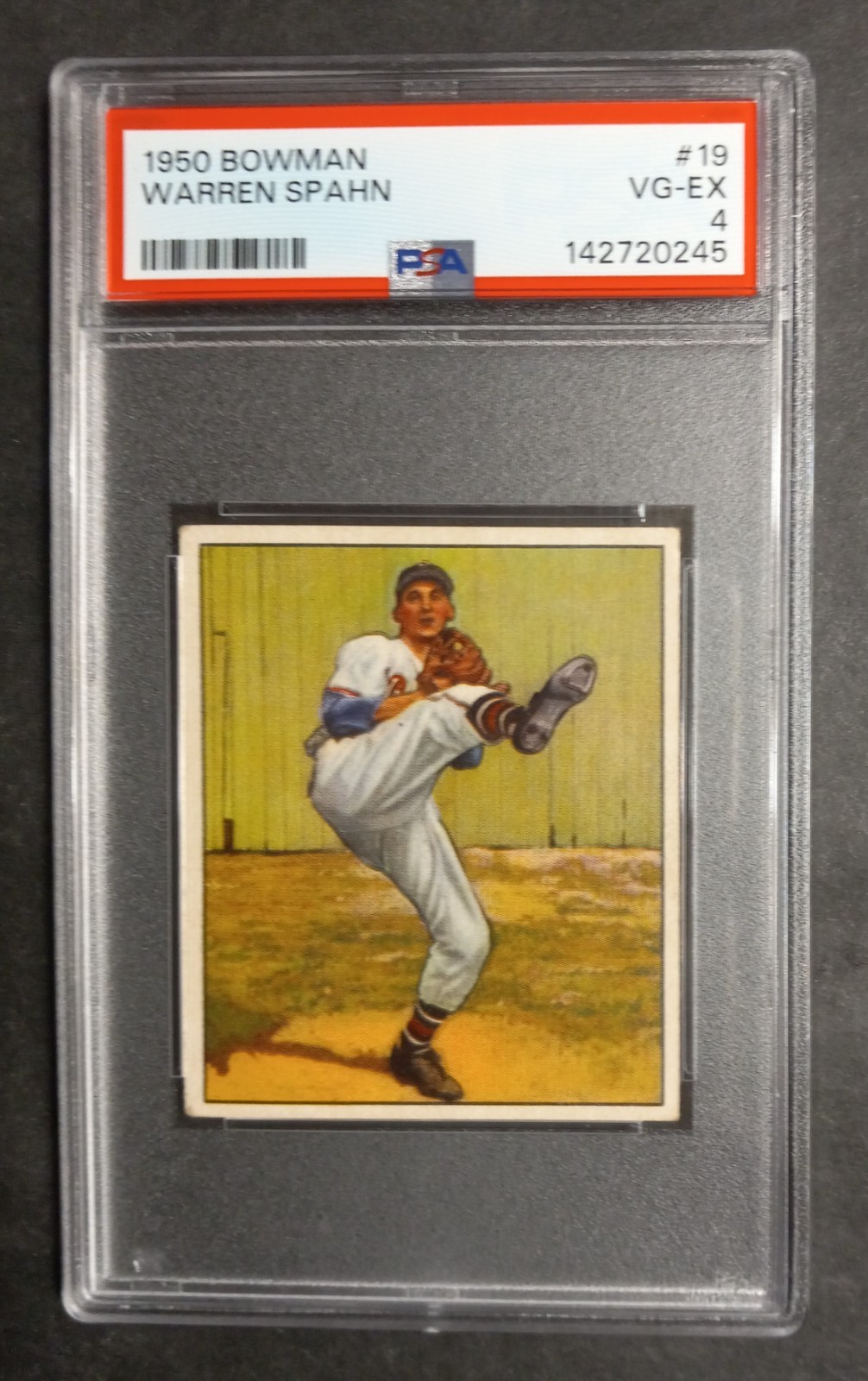 1950 Bowman - #19 Warren Spahn - HOF - PSA 4 VG-EX 1950 Bowman - #19 Warren Spahn - HOF - PSA 4 VG-EX