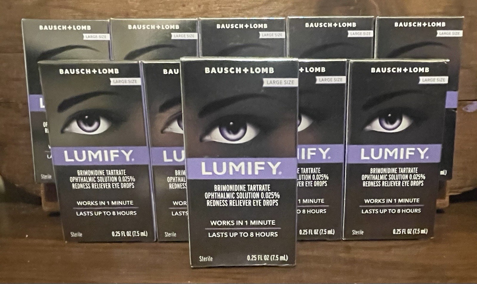 10 x Bausch & Lomb LUMIFY Redness Reliever Eye Drops .25 oz Large Size NEW 10 x Bausch & Lomb LUMIFY Redness Reliever Eye Drops .25 oz Large Size NEW
