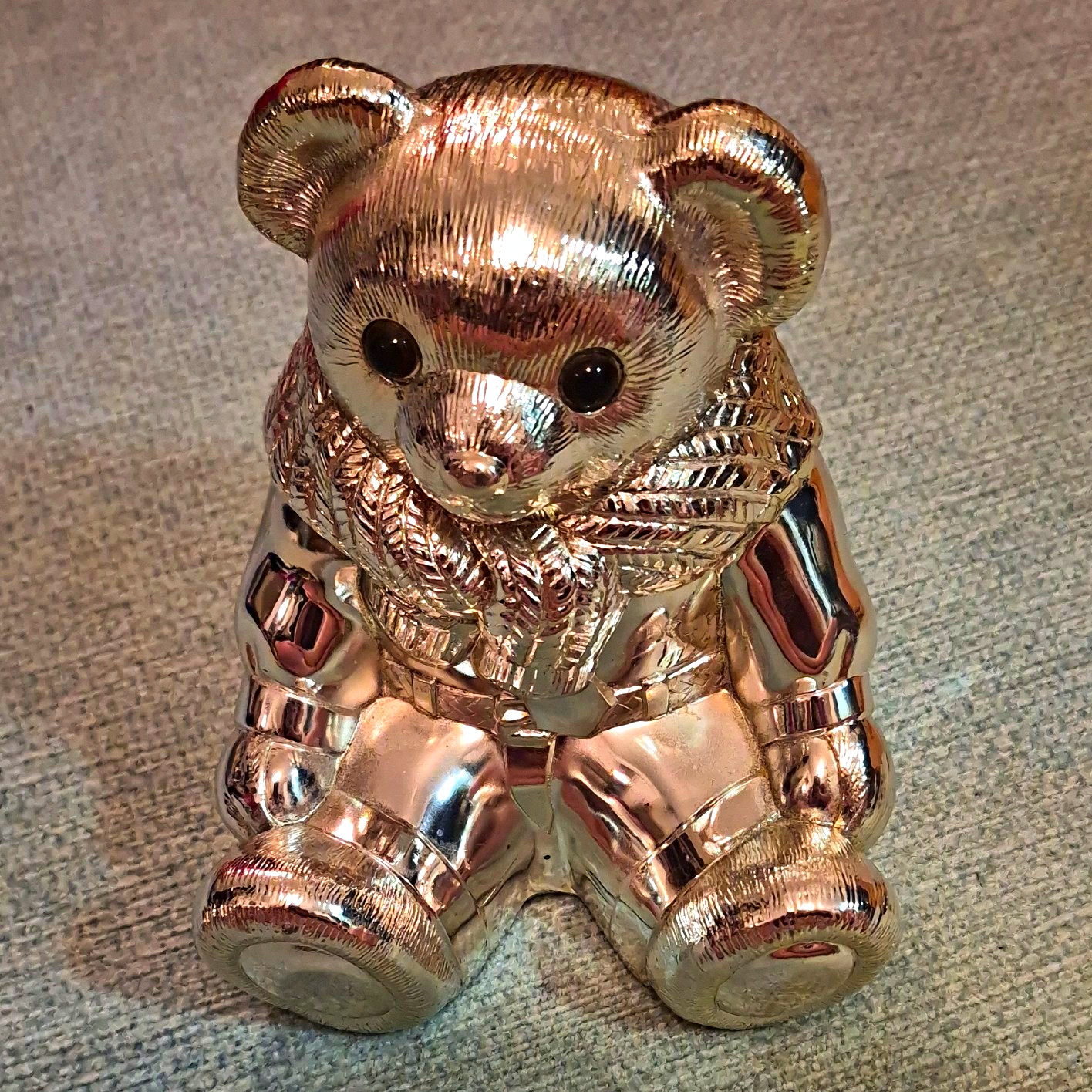 Vintage Ralph Lauren Silverplated Polo Bear Coin Bank