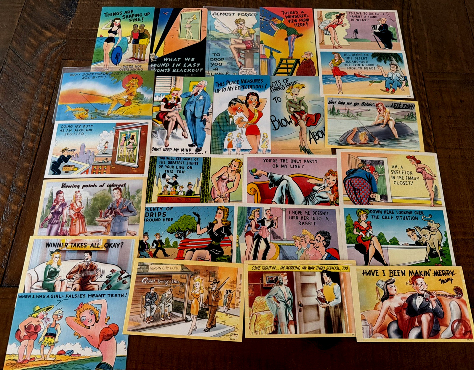 Lot of 23 Risque Sexy Vintage Comic Linen Postcards~Funny Humor~Unused~s423 Lot of 23 Risque Sexy Vintage Comic Linen Postcards~Funny Humor~Unused~s423