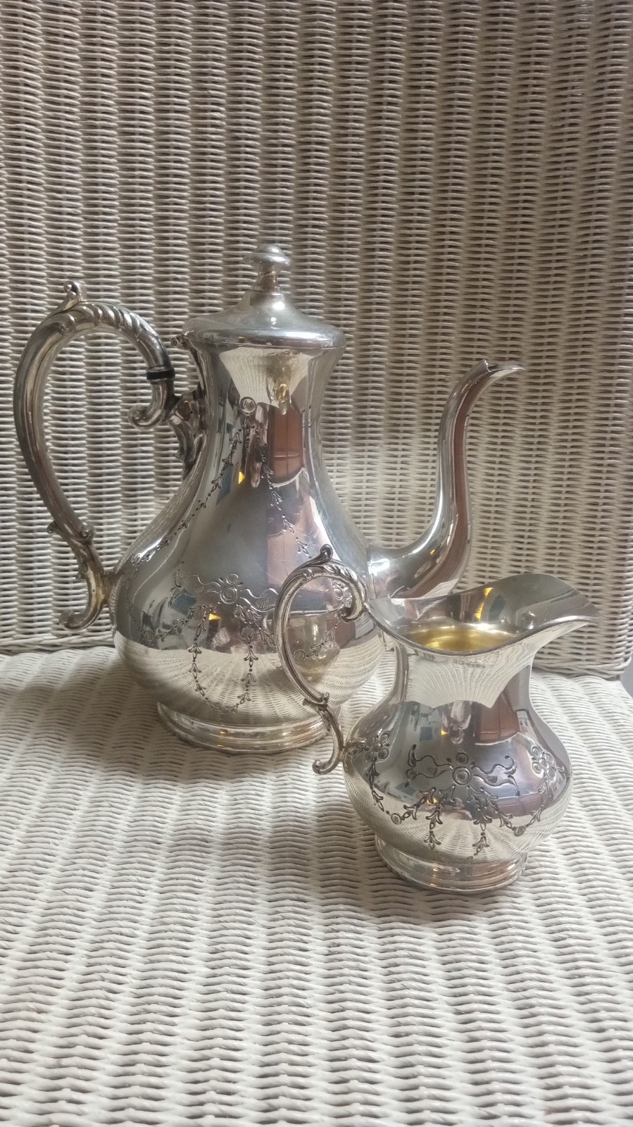 Sheffield Vintage Silver-Plated Teapot & Creamer Made In England 