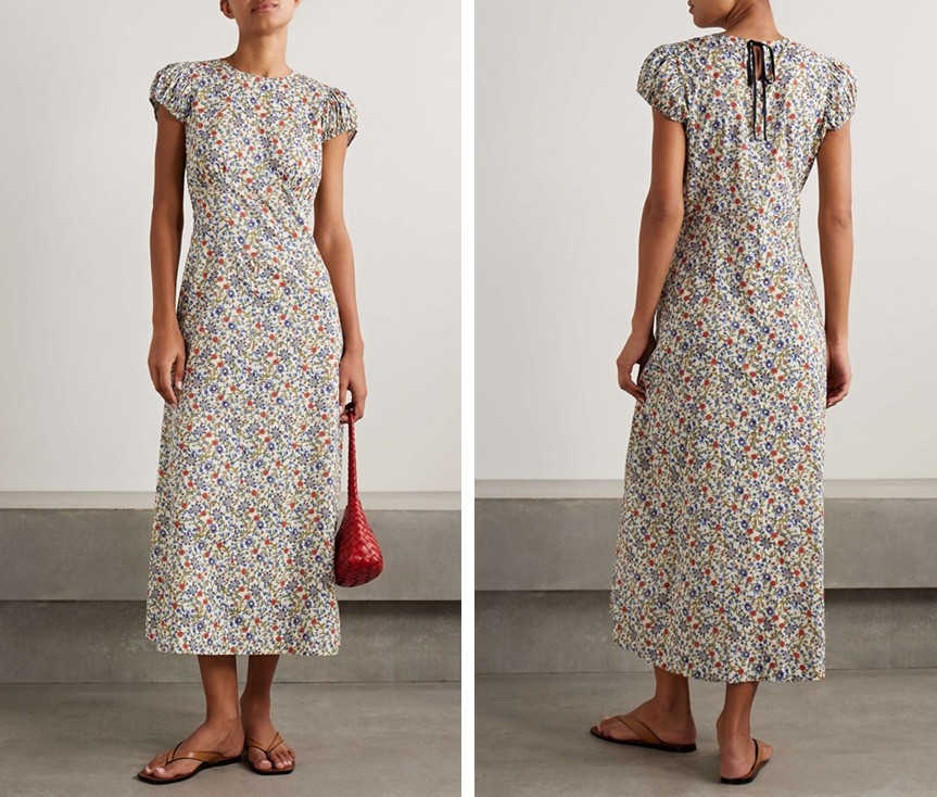 Women Doen Cotton Floral Short Sleeve A-line Midi Dress Women Doen Cotton Floral Short Sleeve A-line Midi Dress