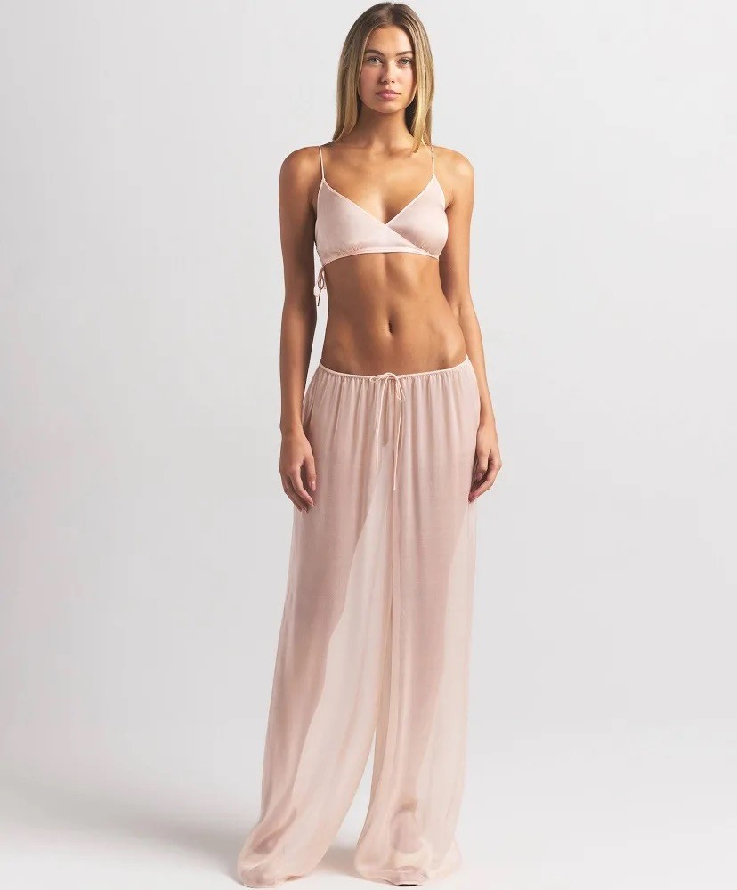 SKIMS Romance Silk Wide Leg Pant & Skimpy Wrap Bralette Set Primrose Small NWT SKIMS Romance Silk Wide Leg Pant & Skimpy Wrap Bralette Set Primrose Small NWT