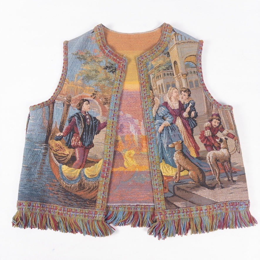 Vintage Tapestry Vest Womens S M 1960 French Jacquard Venetian Saks Fifth Avenue