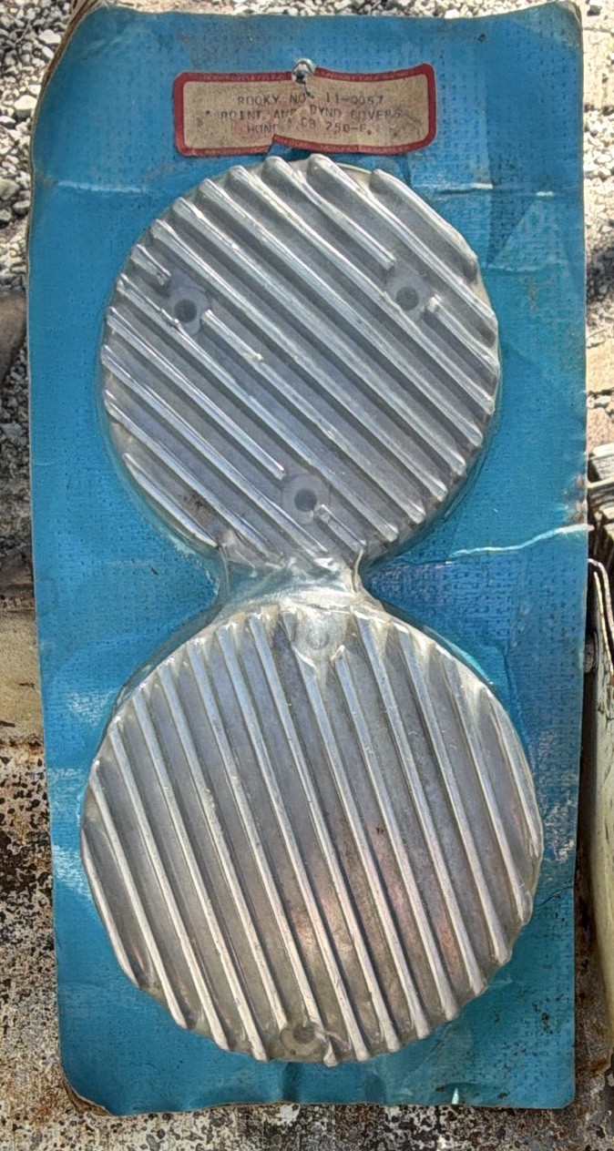 Vintage NOS Rocky Finned Aluminum Point & Dynamo Covers