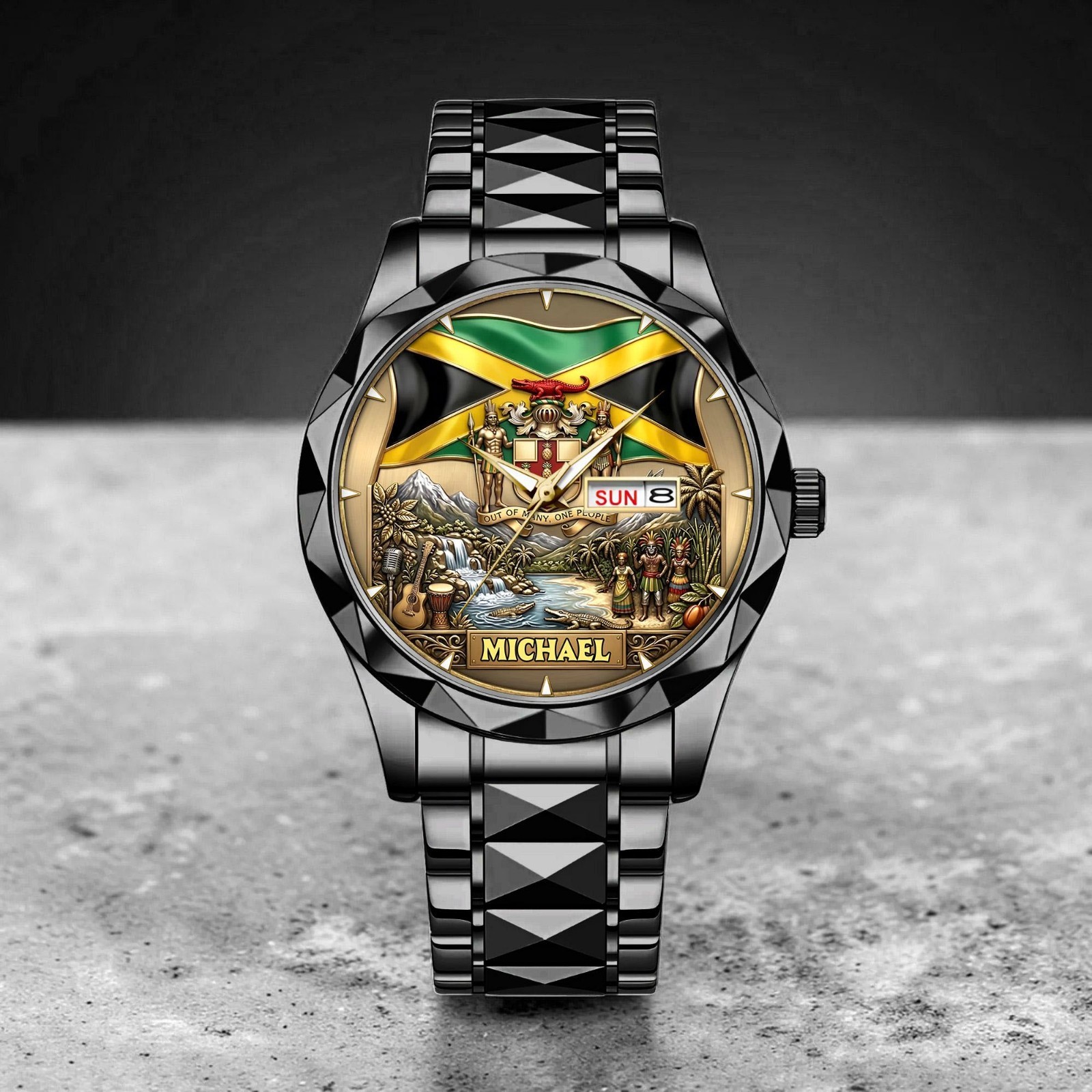 Custom Jamaica Flag Watch Jamaican Pride Caribbean Heritage Gift Wristwatch Men