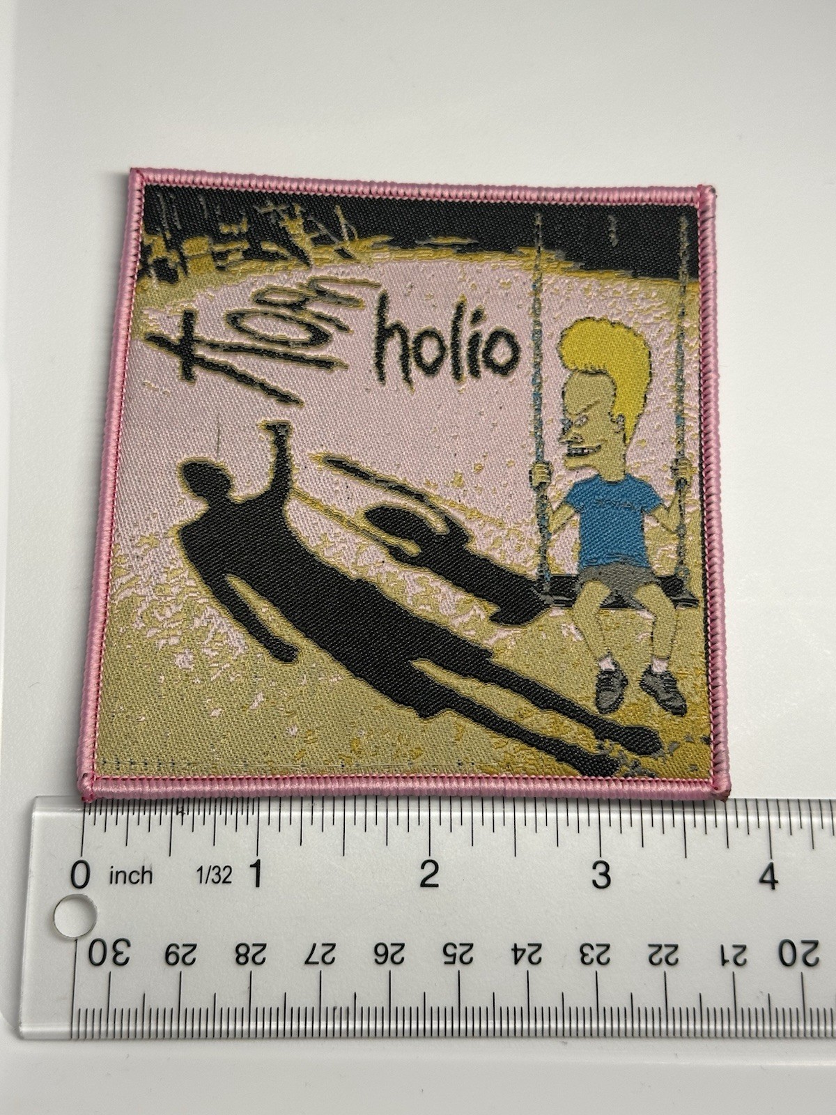 Bevis Korn Holio Pink Border Woven Patch Bevis Korn Holio Pink Border Woven Patch